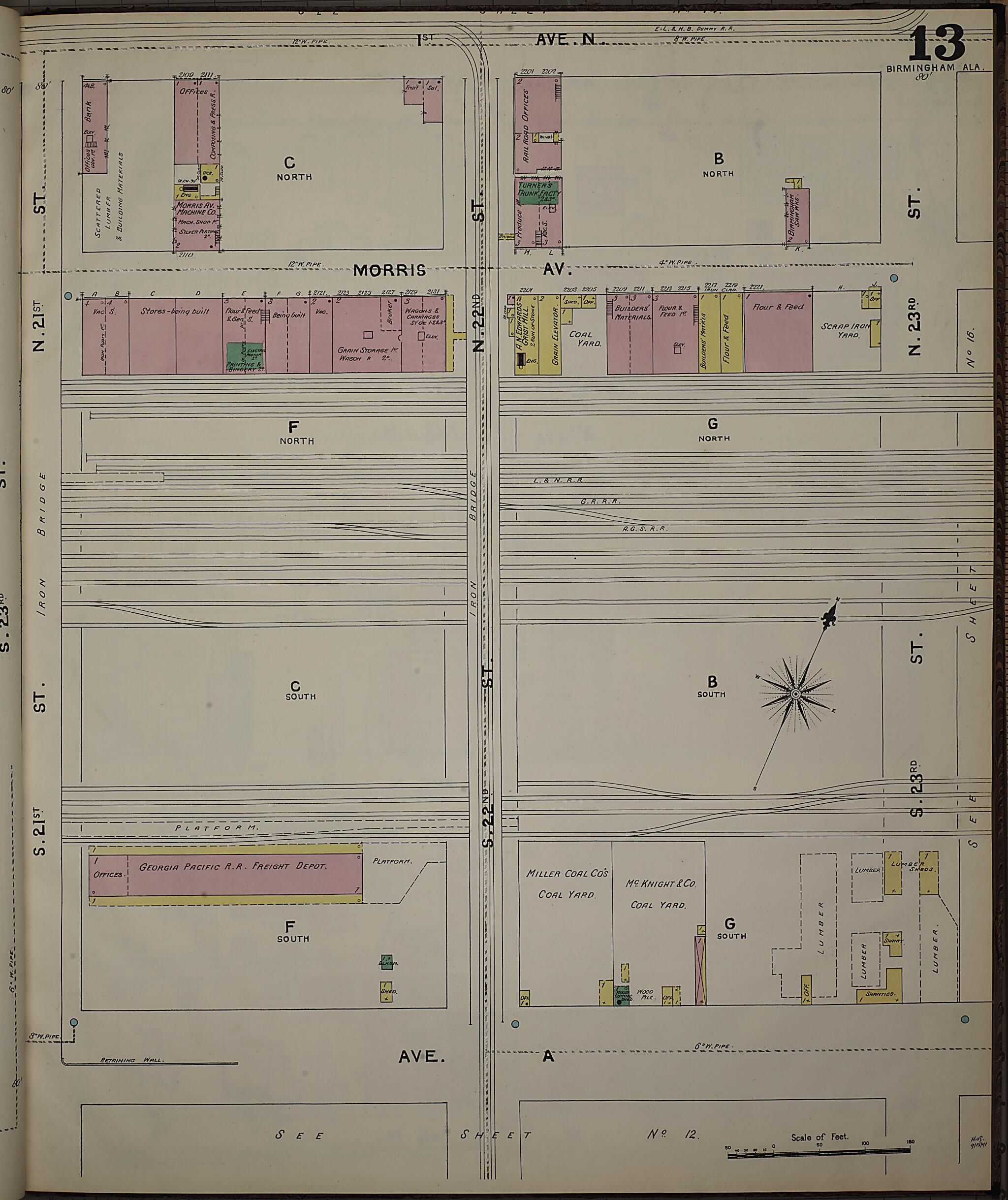 Birmingham, Jefferson County, Alabama 1891 (Sheet 13) by Relic Map Company