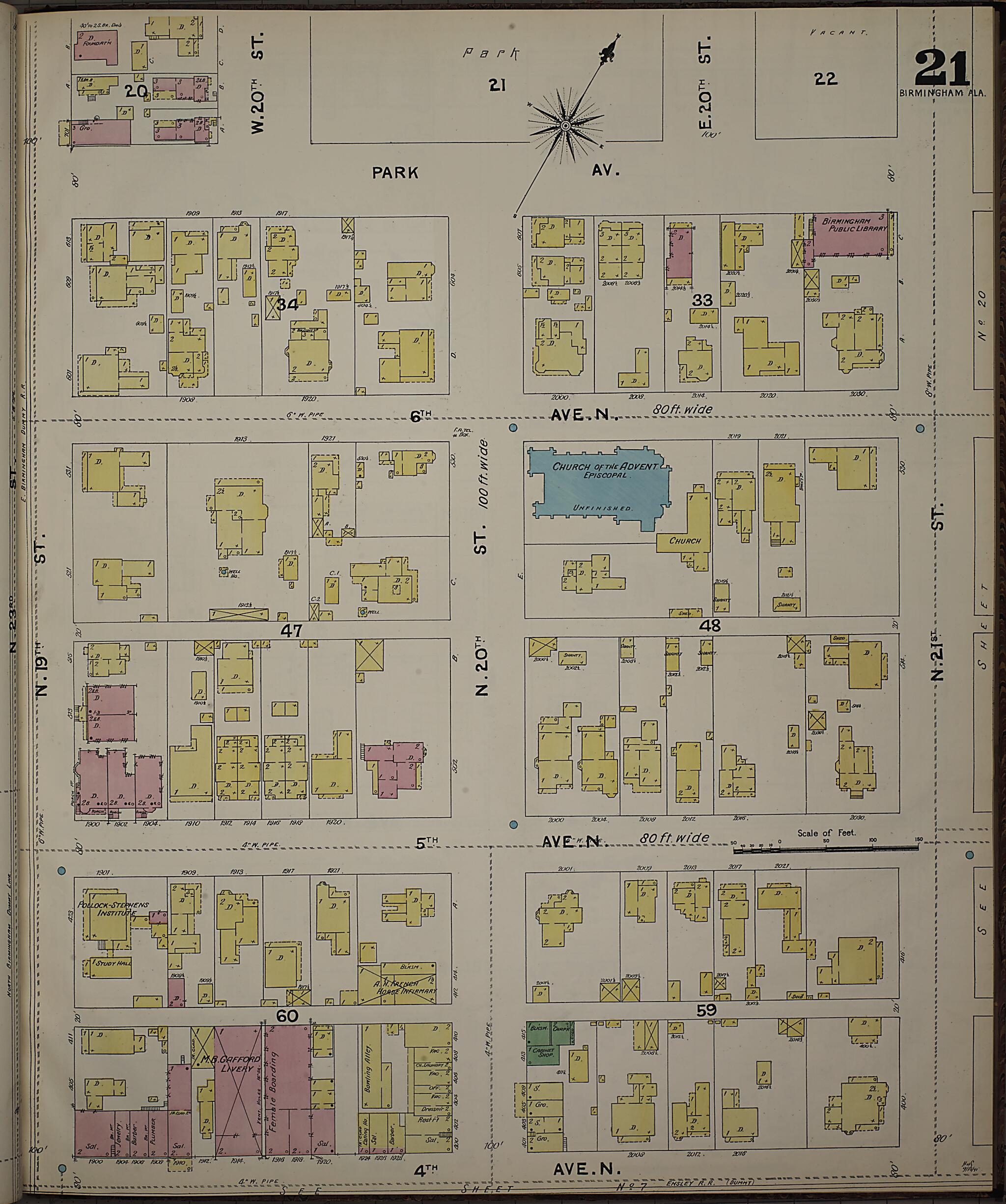Birmingham, Jefferson County, Alabama 1891 (Sheet 21) by Relic Map Company
