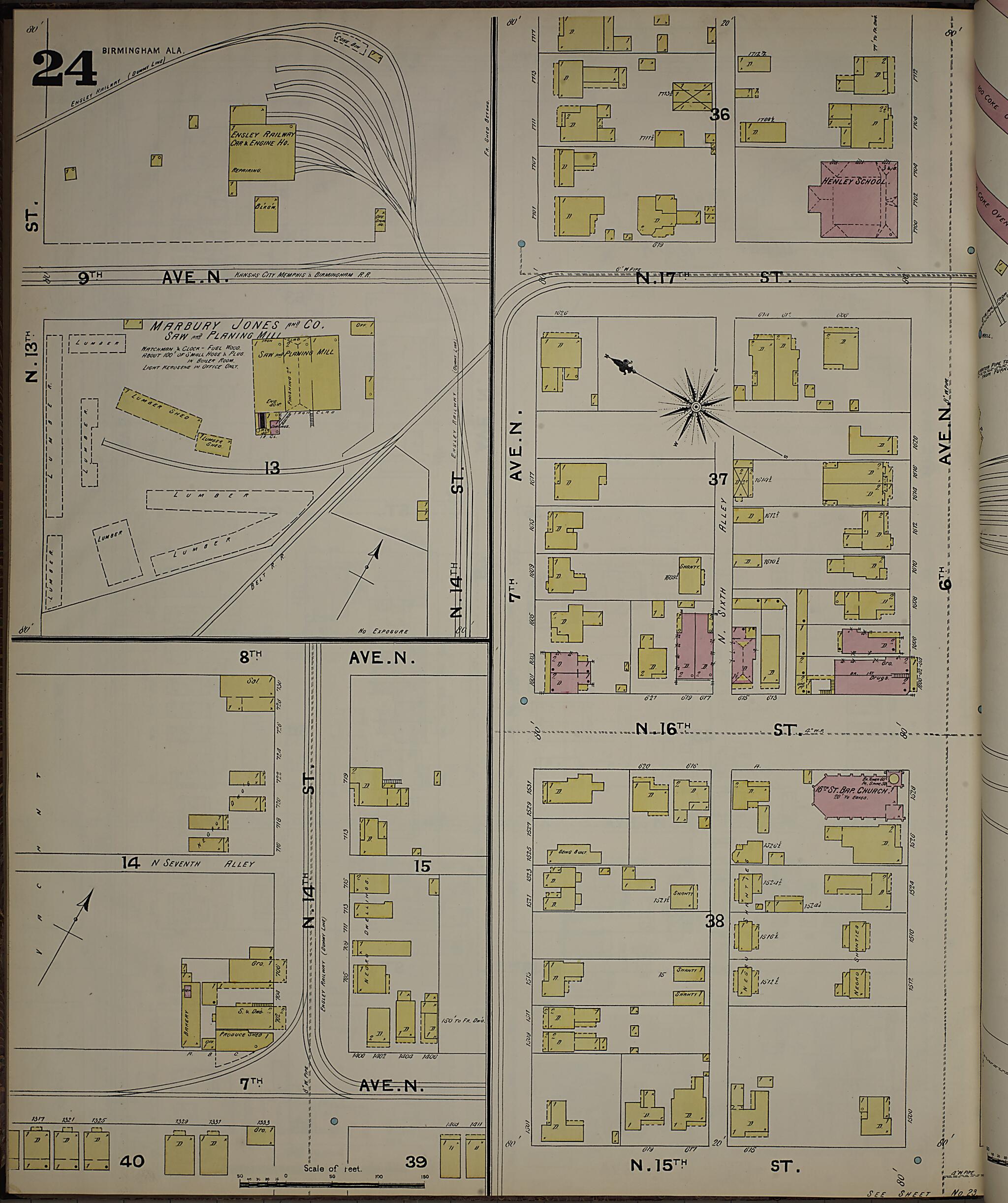 Birmingham, Jefferson County, Alabama 1891 (Sheet 24) by Relic Map Company