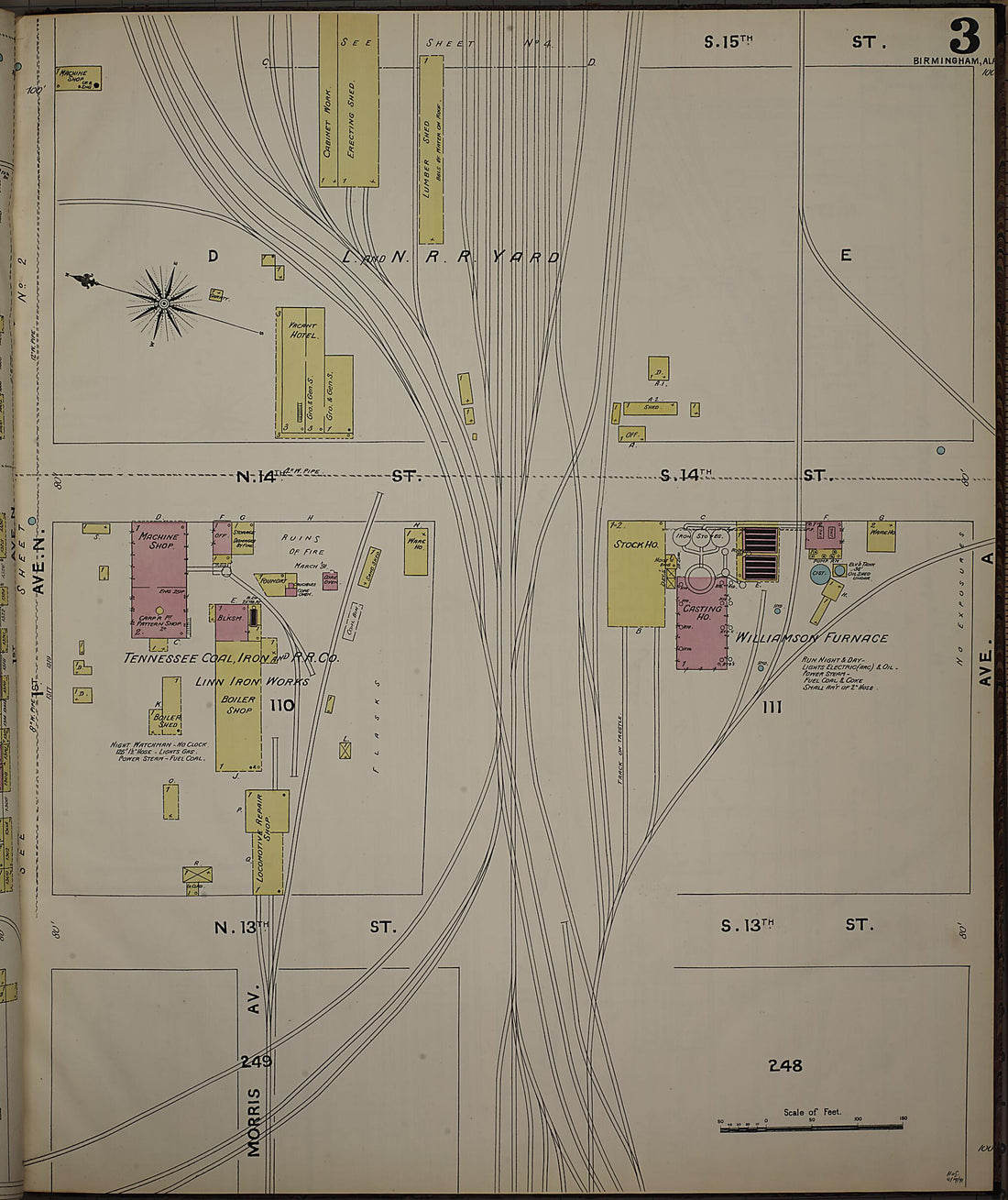 This old map of Birmingham, Jefferson County, Alabama was created by Sanborn Map Company in 1891