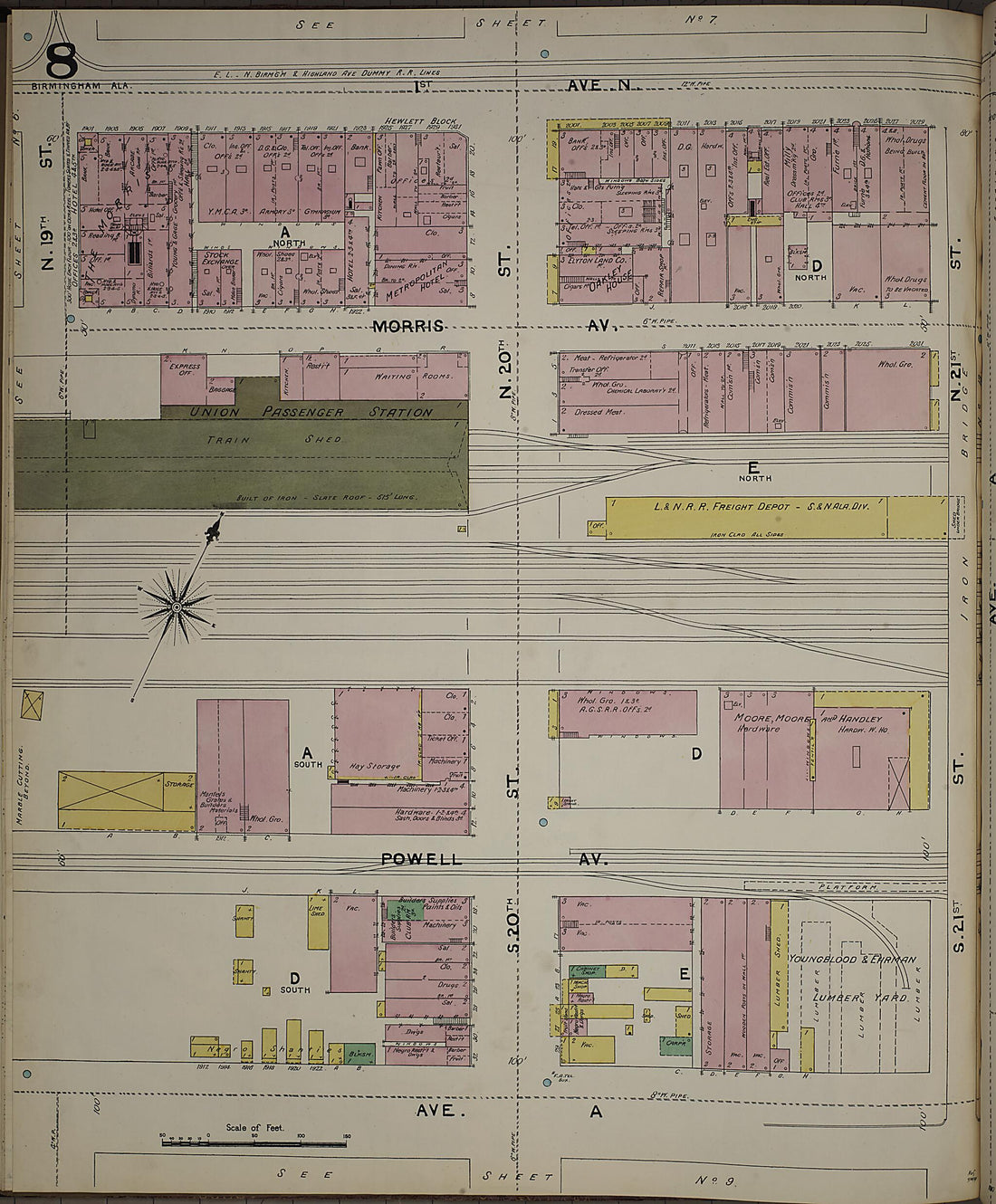 This old map of Birmingham, Jefferson County, Alabama was created by Sanborn Map Company in 1891