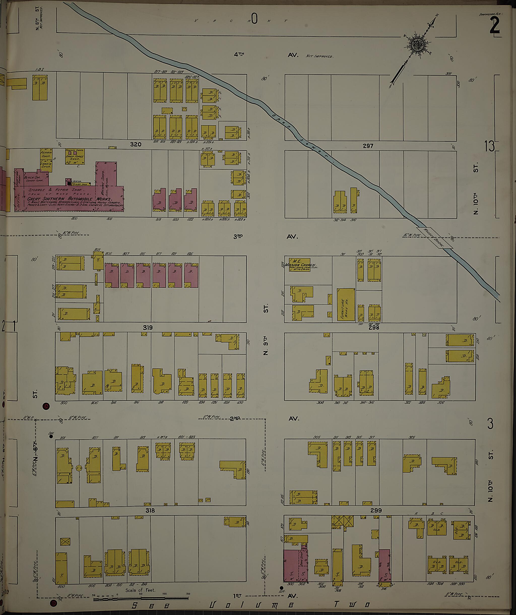 This old map of Birmingham, Jefferson County, Alabama was created by Sanborn Map Company in 1911