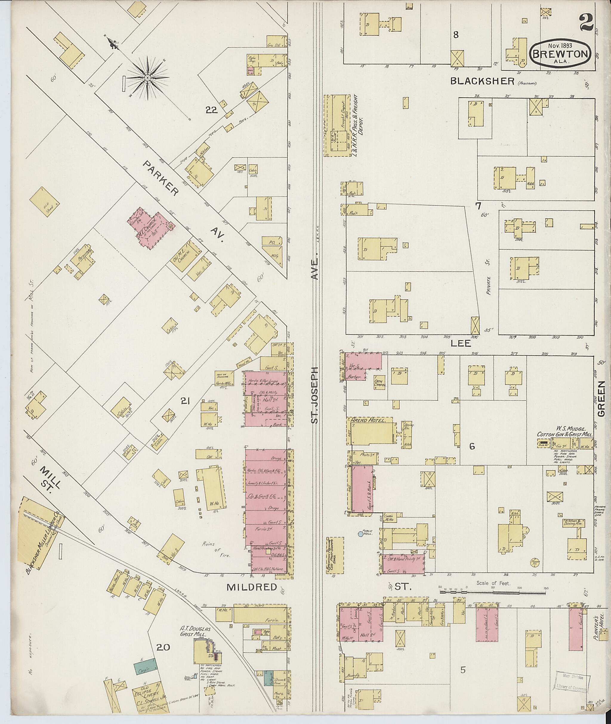 Brewton, Escambia County, Alabama 1893 (Sheet 2 of 3) by Relic Map Company