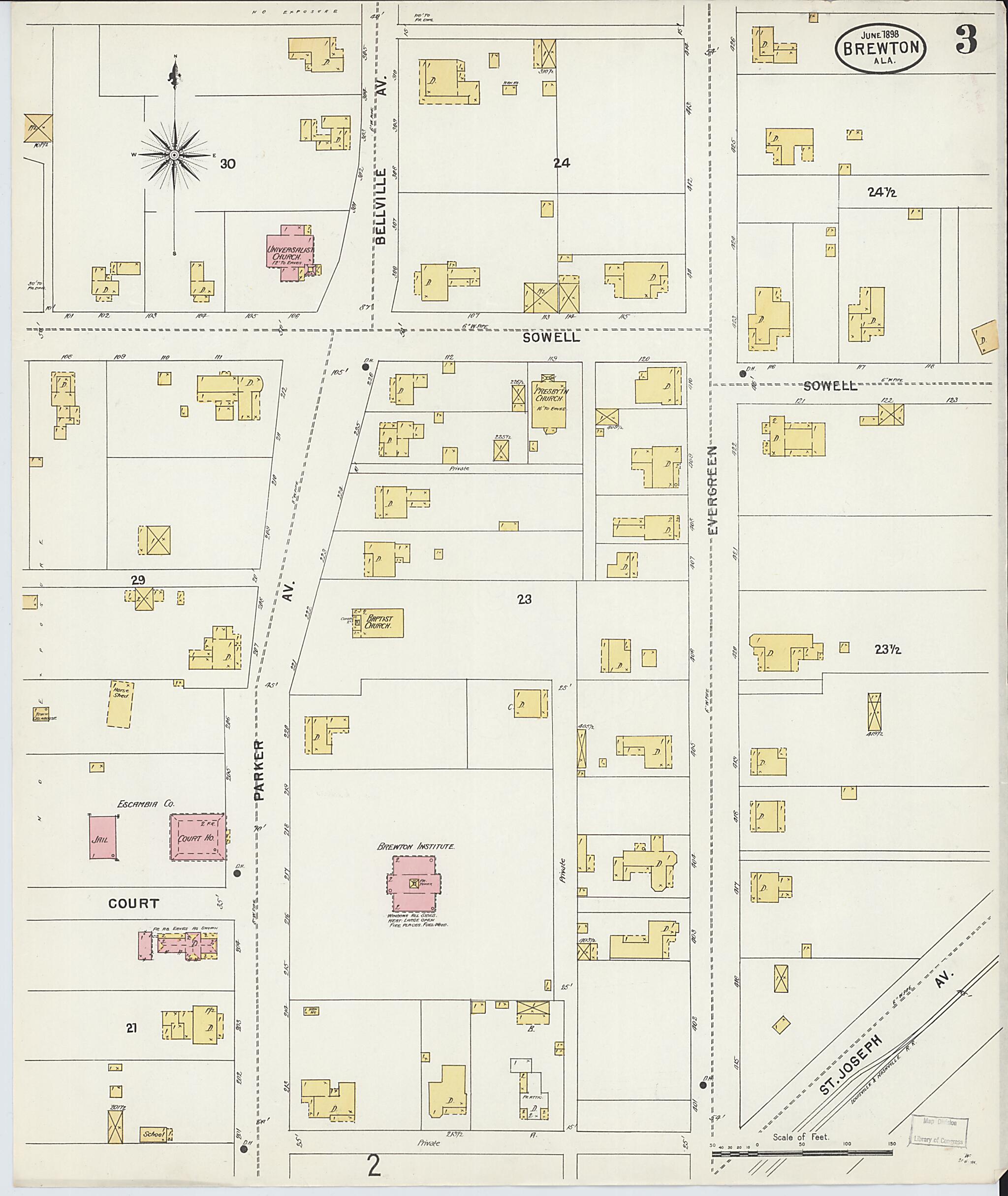 Brewton, Escambia County, Alabama 1898 (Sheet 3 of 3) by Relic Map Company