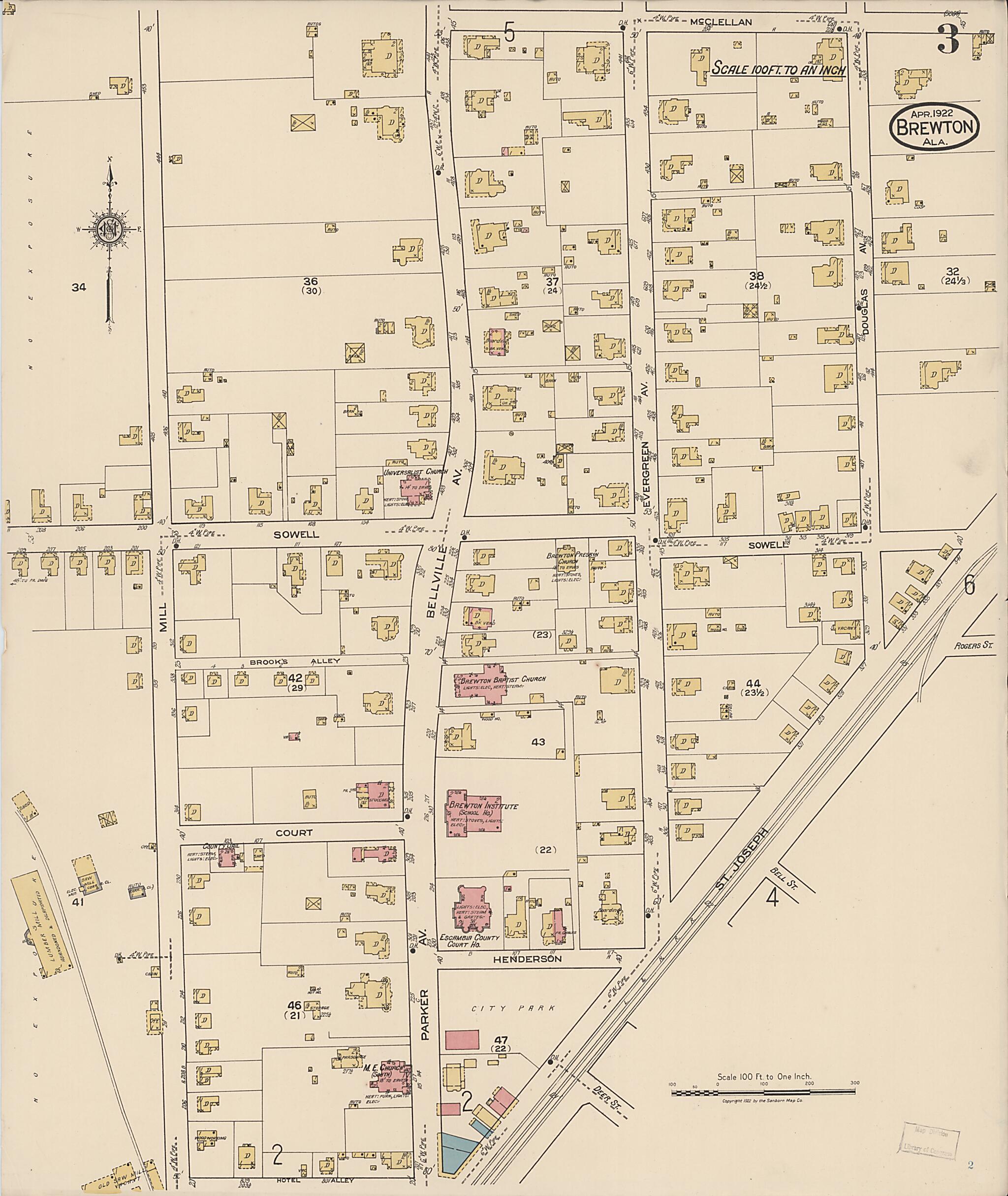 Brewton, Escambia County, Alabama 1922 (Sheet 3 of 6) by Relic Map Company