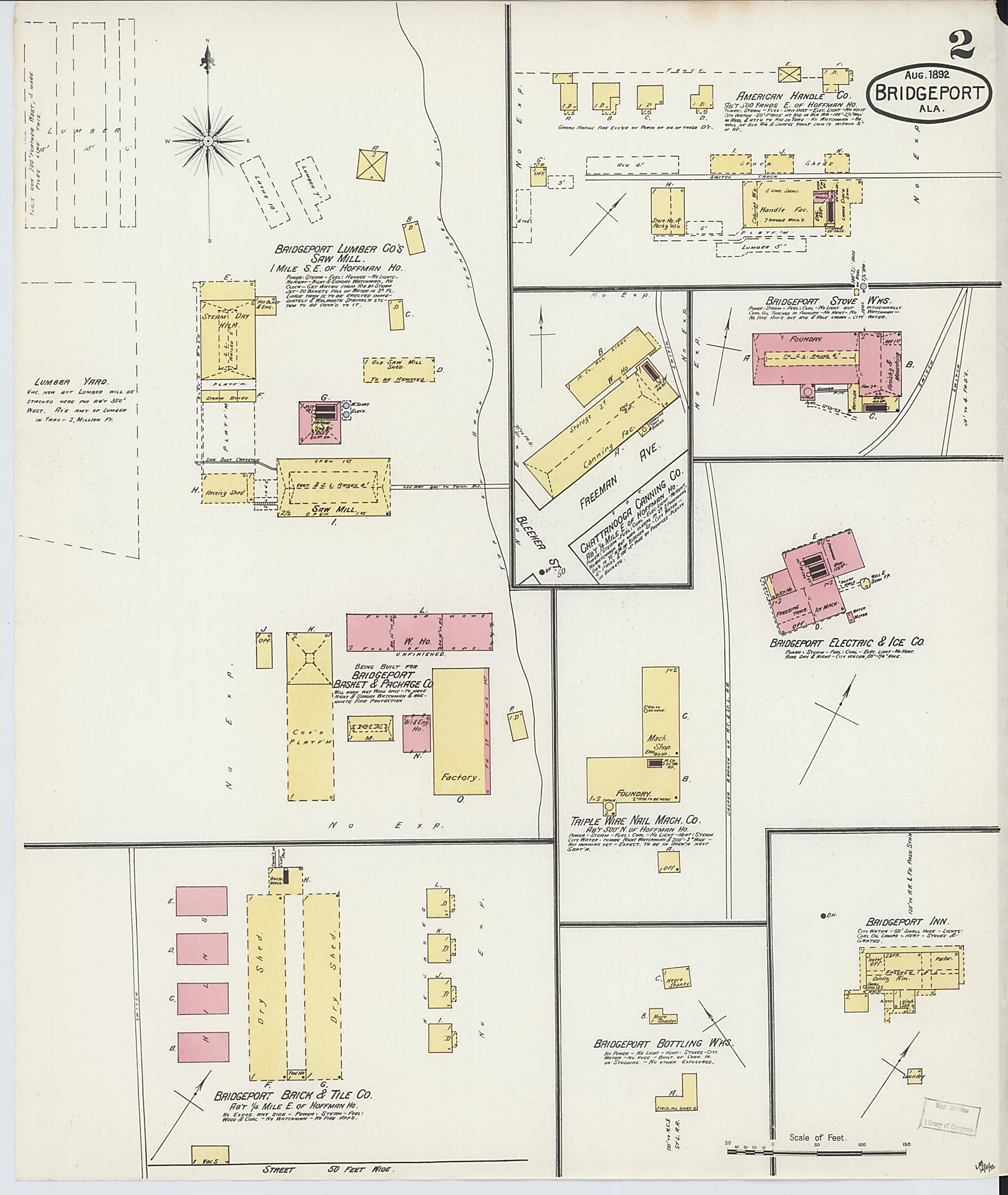 Bridgeport, Jackson County, Alabama 1892 (Sheet 2 of 3) by Relic Map Company