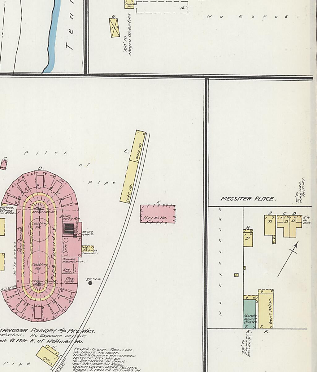 This old map of Bridgeport, Jackson County, Alabama was created by Sanborn Map Company in 1892