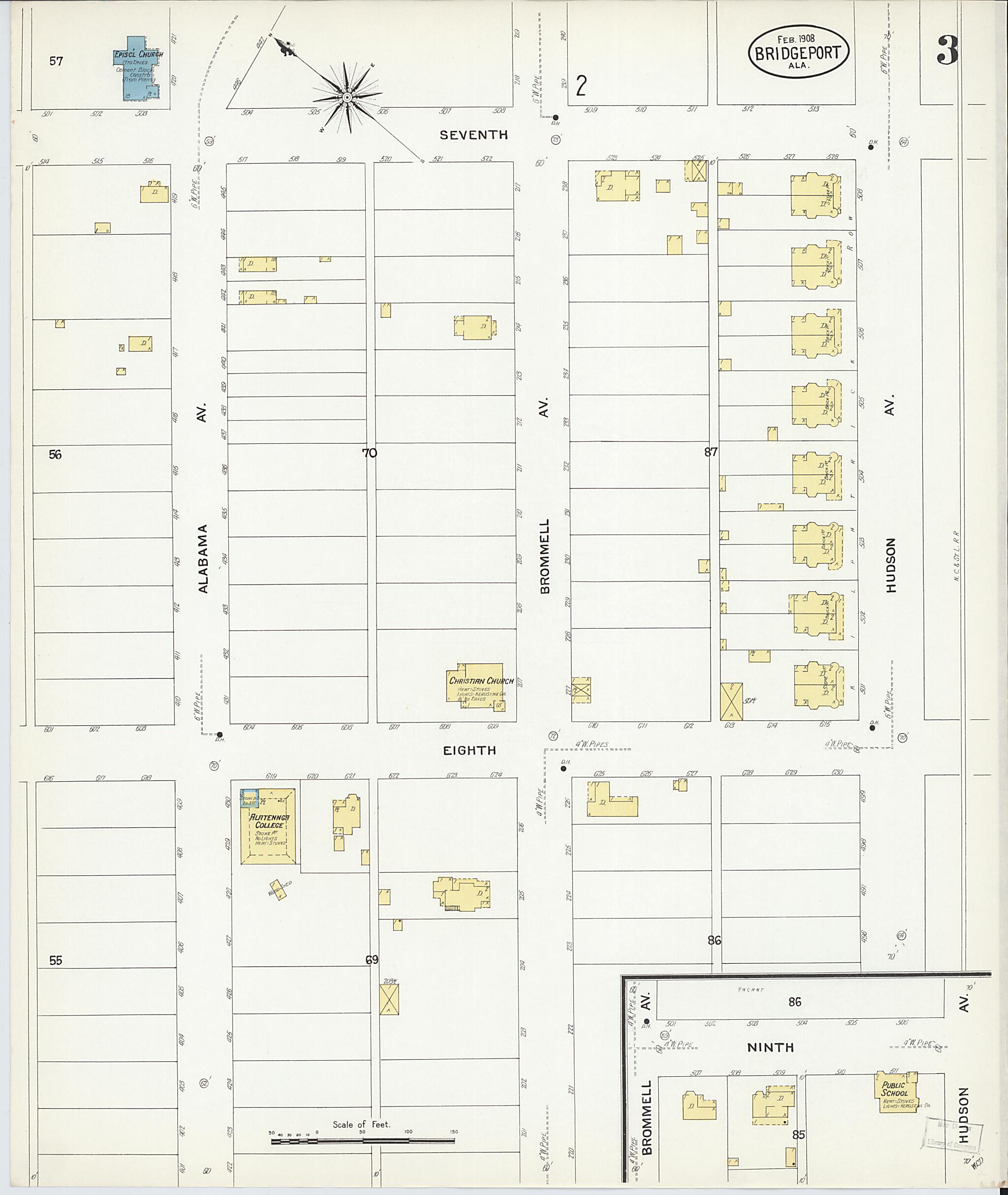 Bridgeport, Jackson County, Alabama 1908 (Sheet 3 of 4) by Relic Map Company