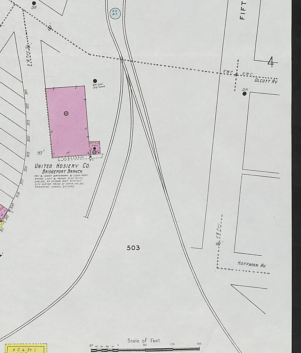 This old map of Bridgeport, Jackson County, Alabama was created by Sanborn Map Company in 1927