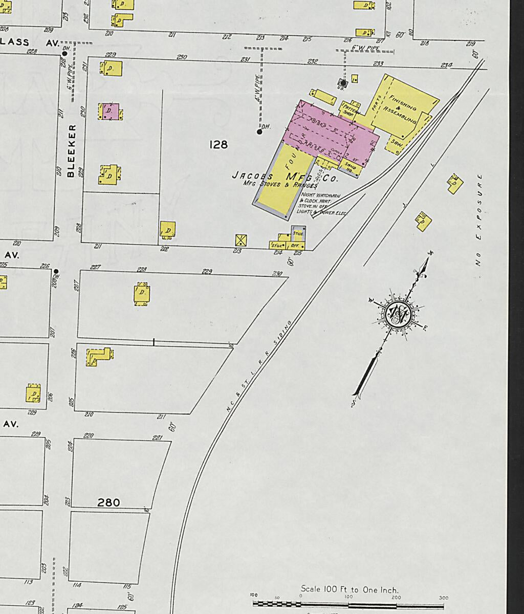 This old map of Bridgeport, Jackson County, Alabama was created by Sanborn Map Company in 1927