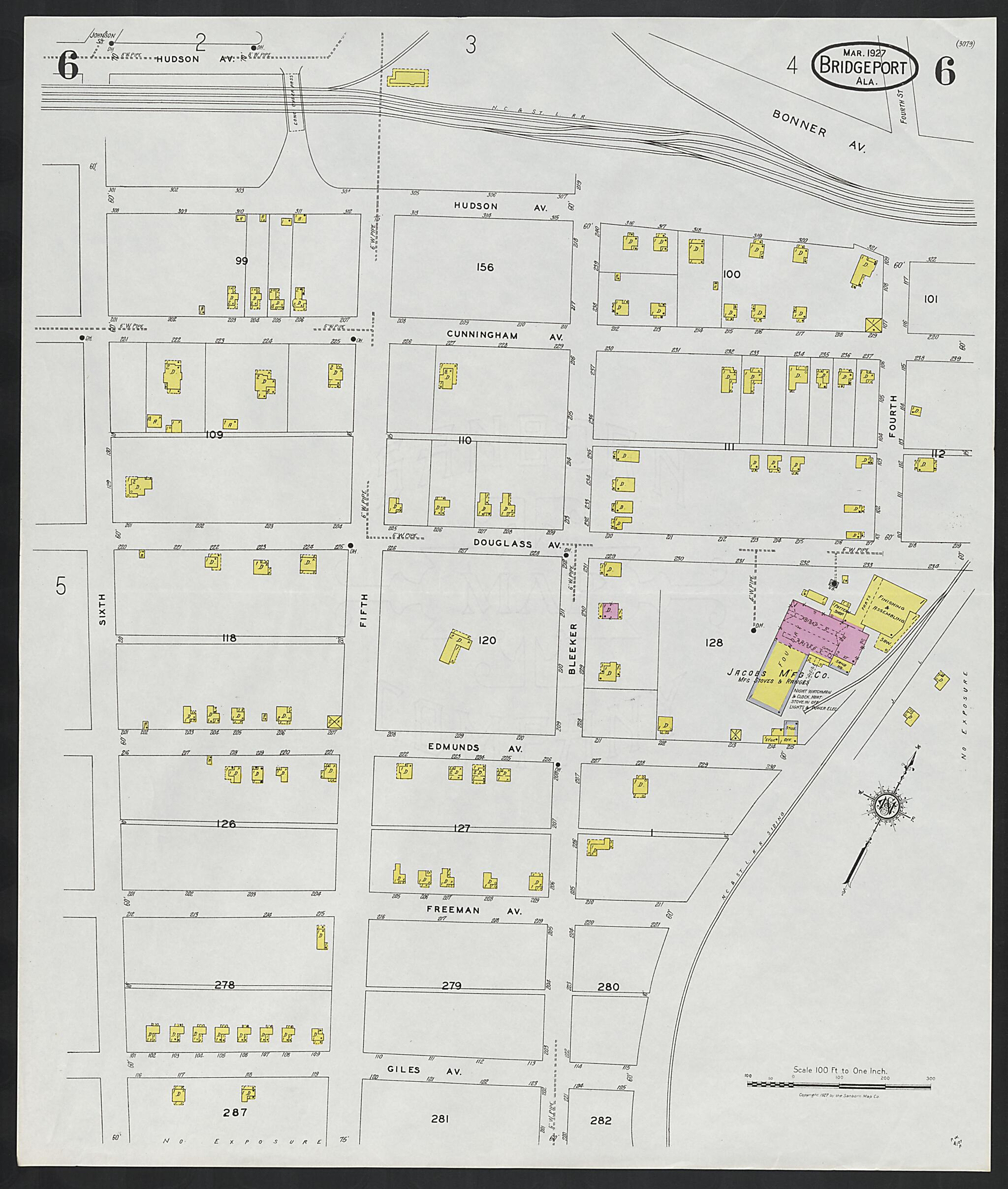 Bridgeport, Jackson County, Alabama 1927 (Sheet 6 of 8) by Relic Map Company