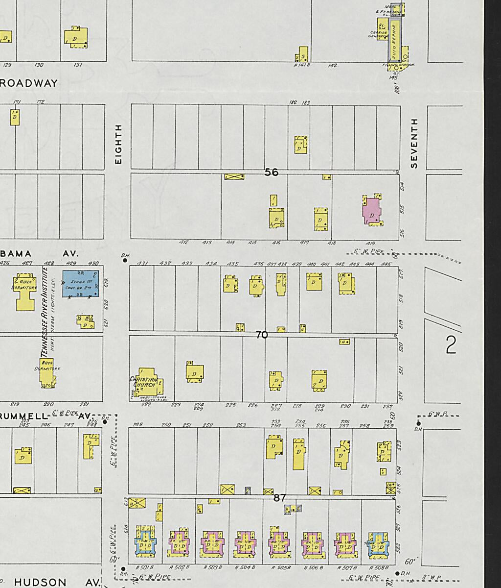 This old map of Bridgeport, Jackson County, Alabama was created by Sanborn Map Company in 1927