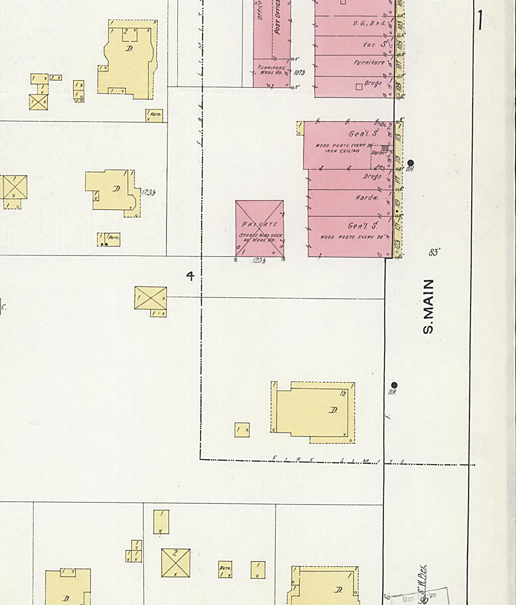 This old map of Brundidge, Pike County, Alabama was created by Sanborn Map Company in 1916