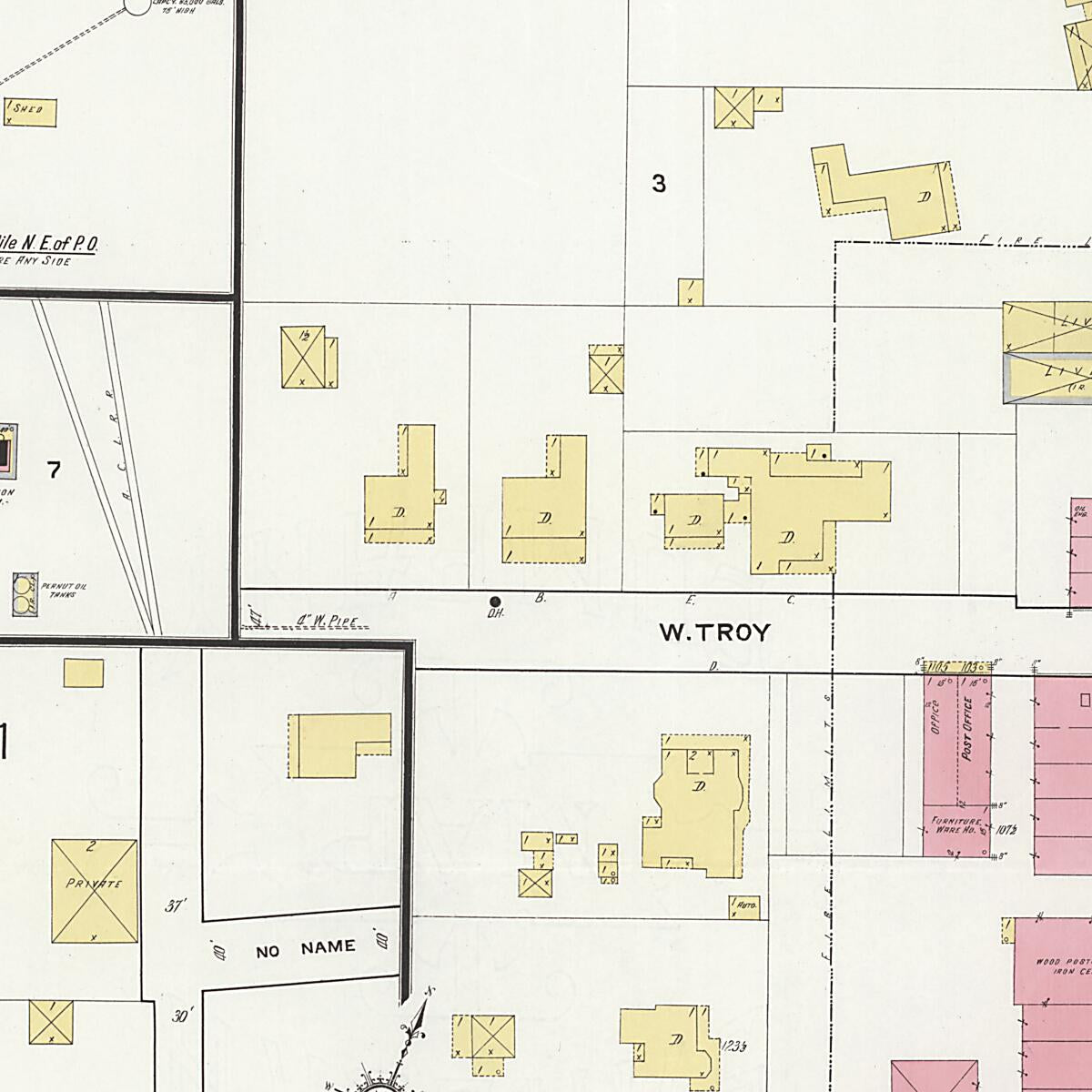This old map of Brundidge, Pike County, Alabama was created by Sanborn Map Company in 1916