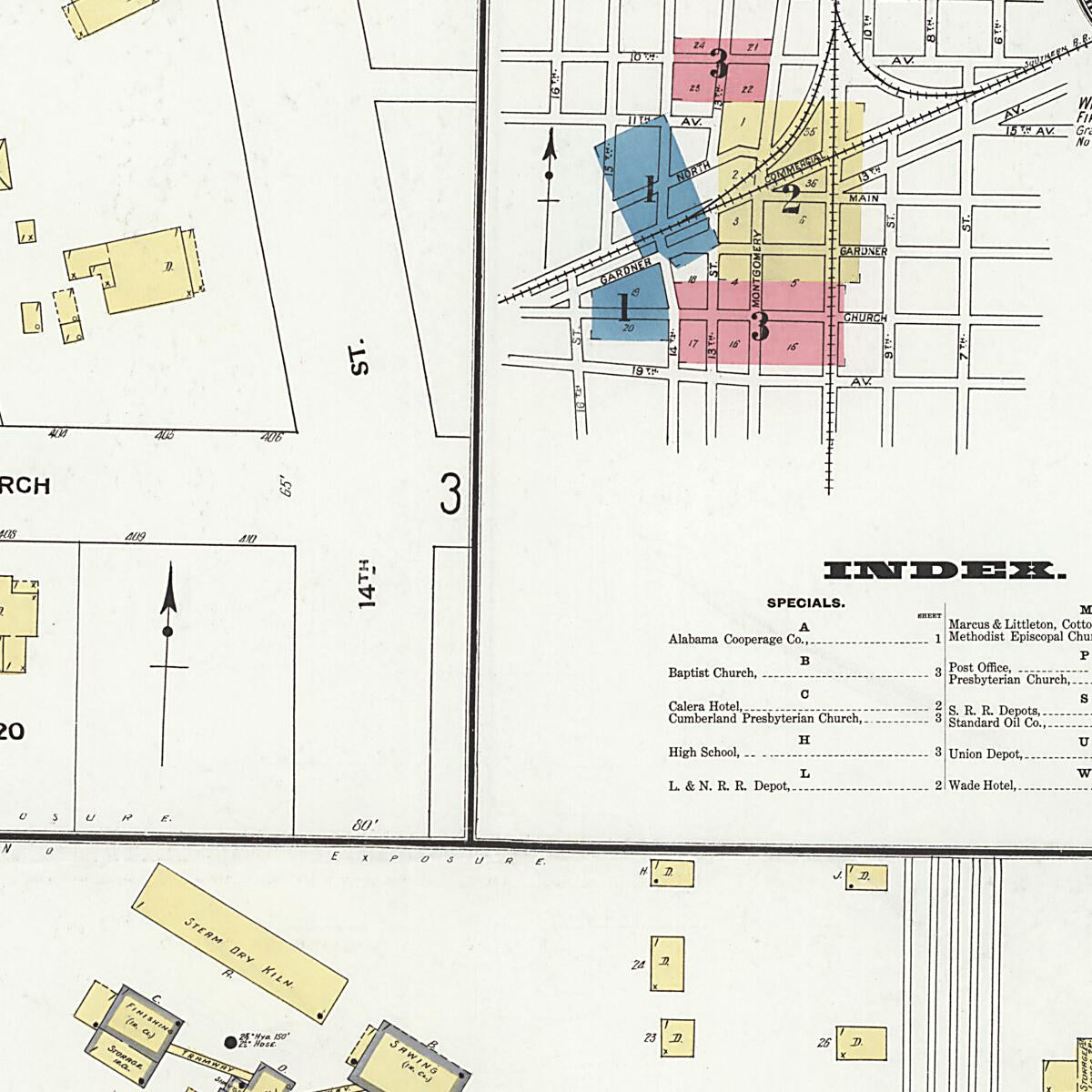 This old map of Calera, Shelby County, Alabama was created by Sanborn Map Company in 1909