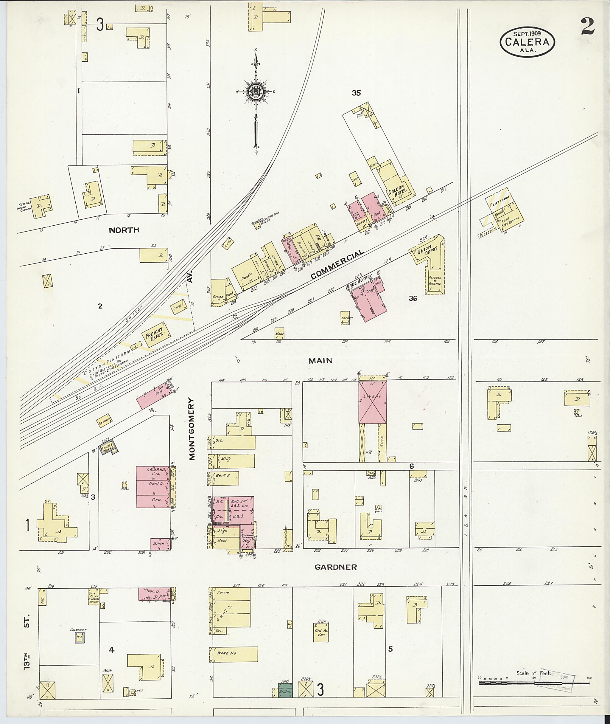 Calera, Shelby County, Alabama 1909 (Sheet 2 of 3) by Relic Map Company