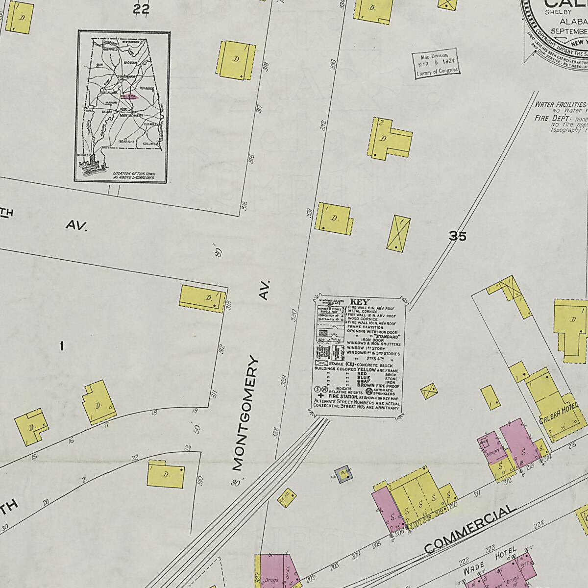 This old map of Calera, Shelby County, Alabama was created by Sanborn Map Company in 1923