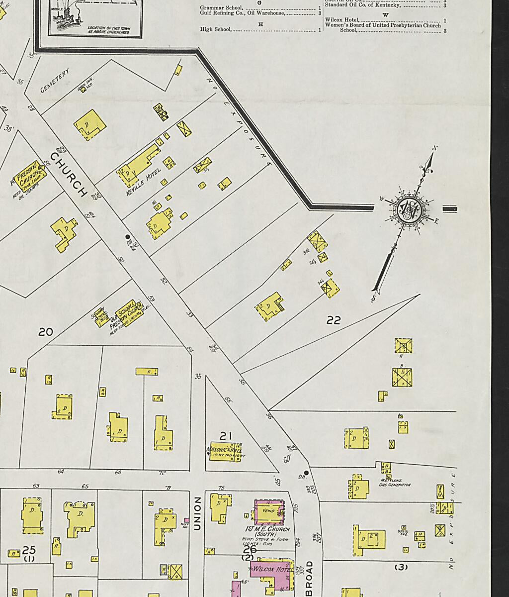 This old map of Camden, Wilcox County, Alabama was created by Sanborn Map Company in 1925