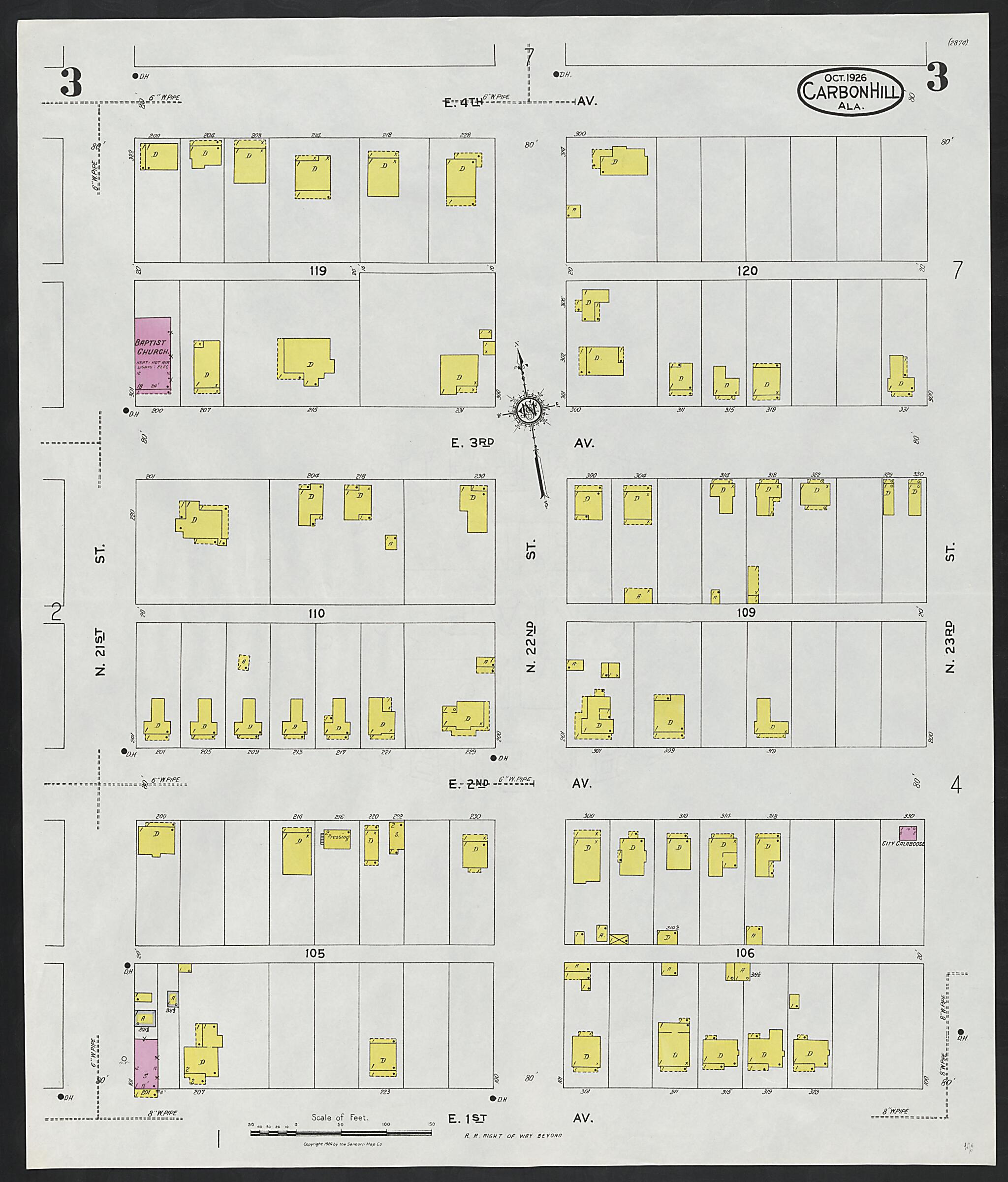 Carbon Hill, Valher County, Alabama 1926 (Sheet 3 of 7) by Relic Map Company