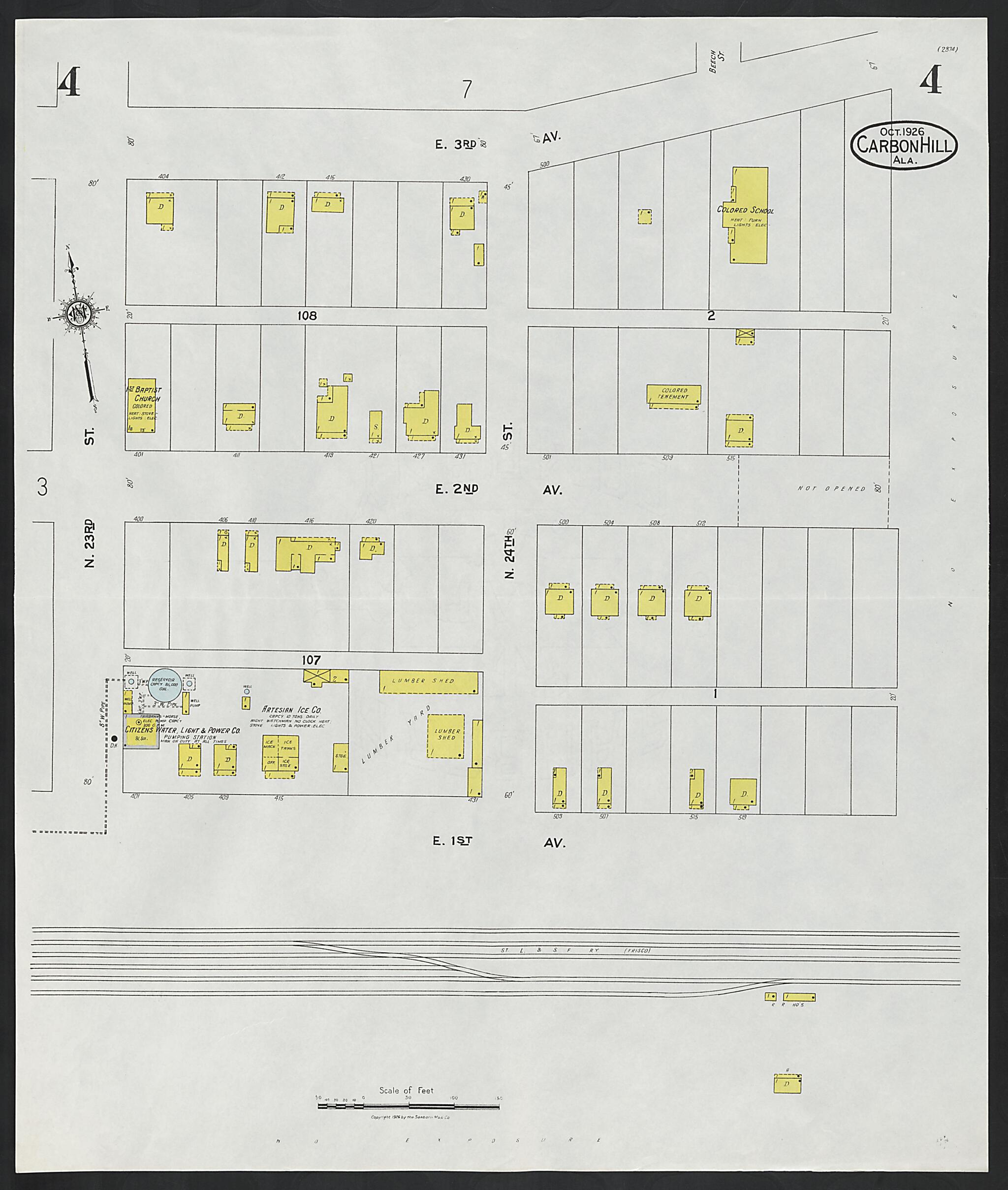 Carbon Hill, Valher County, Alabama 1926 (Sheet 4 of 7) by Relic Map Company