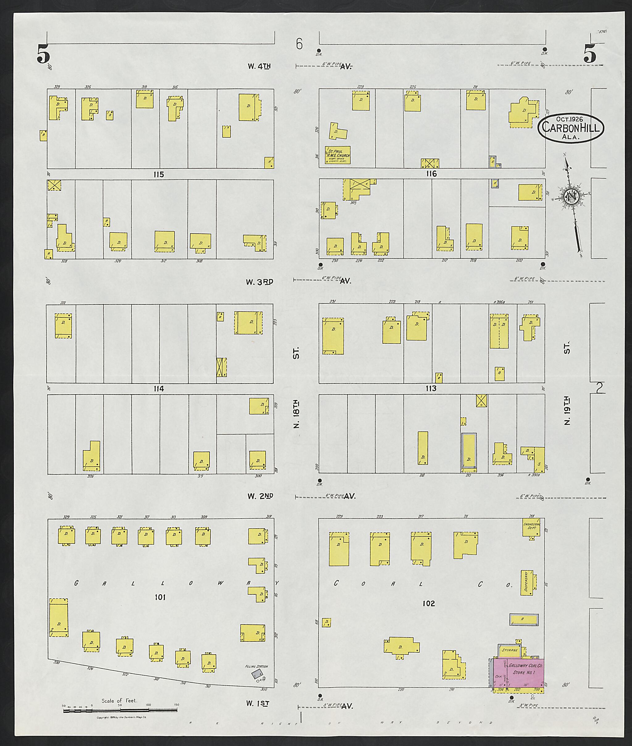 Carbon Hill, Valher County, Alabama 1926 (Sheet 5 of 7) by Relic Map Company