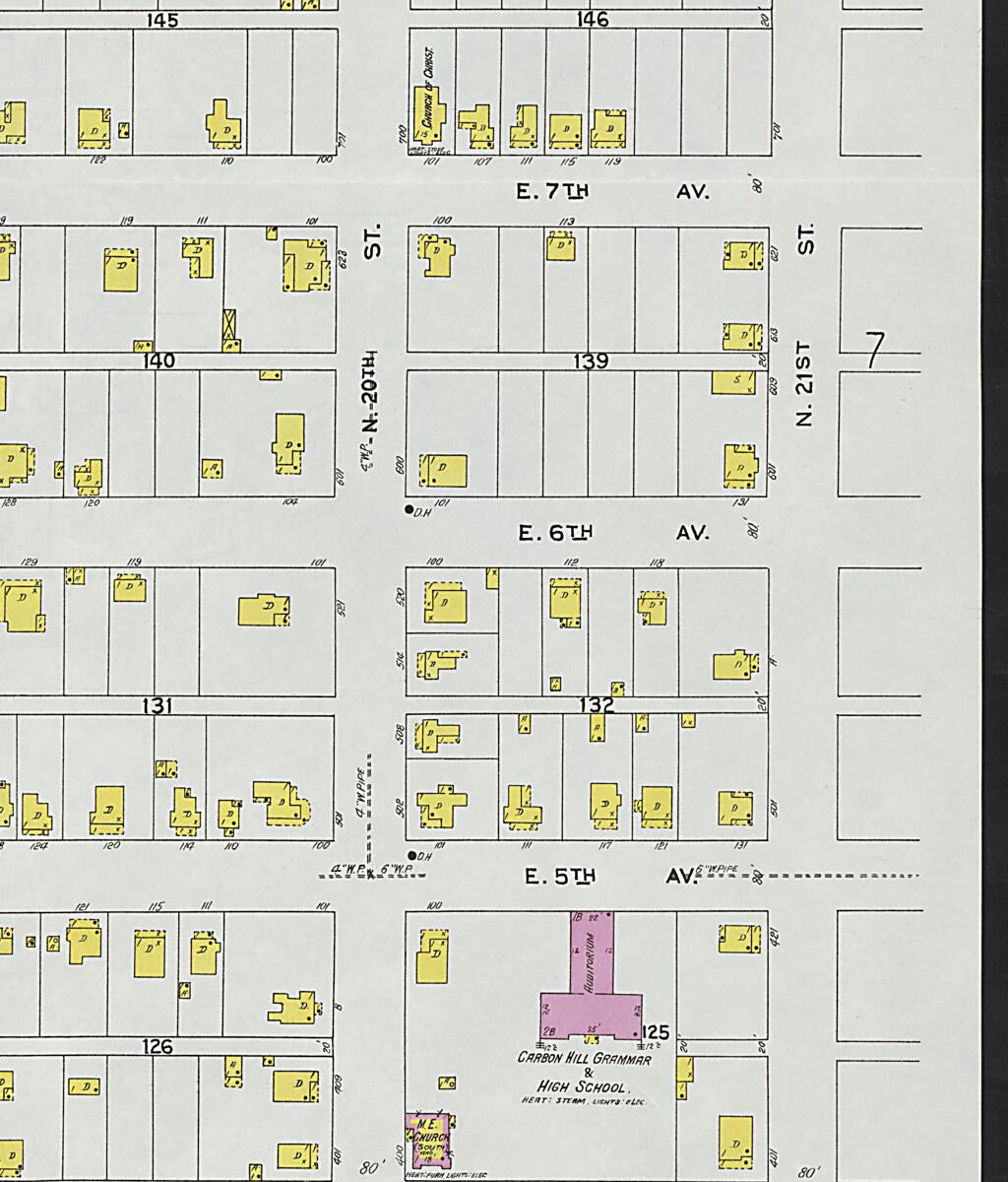 This old map of Carbon Hill, Valher County, Alabama was created by Sanborn Map Company in 1926