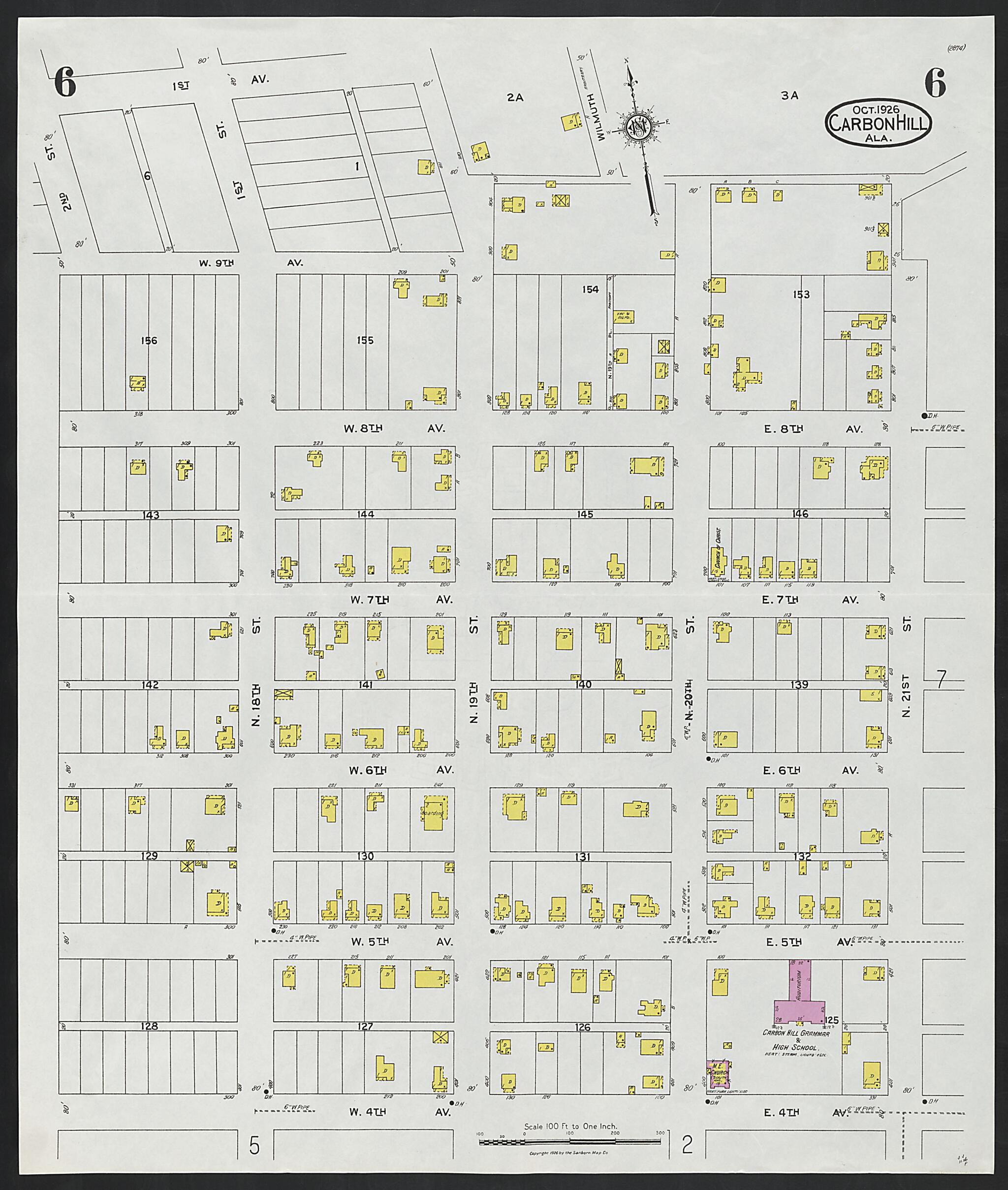 Carbon Hill, Valher County, Alabama 1926 (Sheet 6 of 7) by Relic Map Company