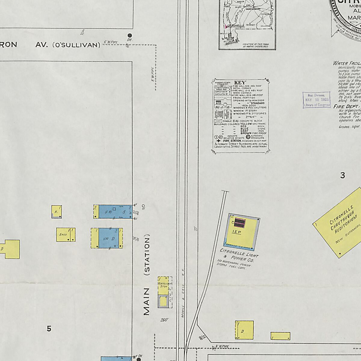 This old map of Citronelle, Mobile County, Alabama was created by Sanborn Map Company in 1926