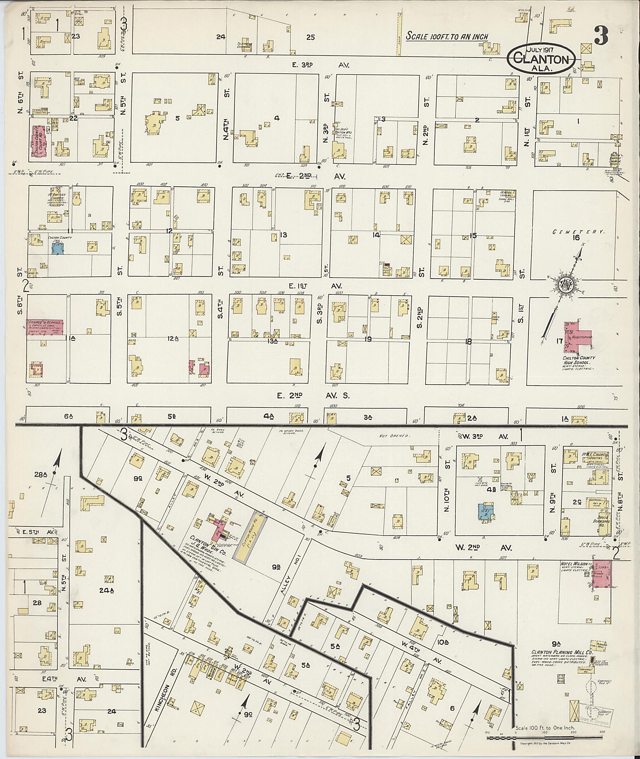 Clanton, Chilton County, Alabama 1917 (Sheet 3 of 3) by Relic Map Company