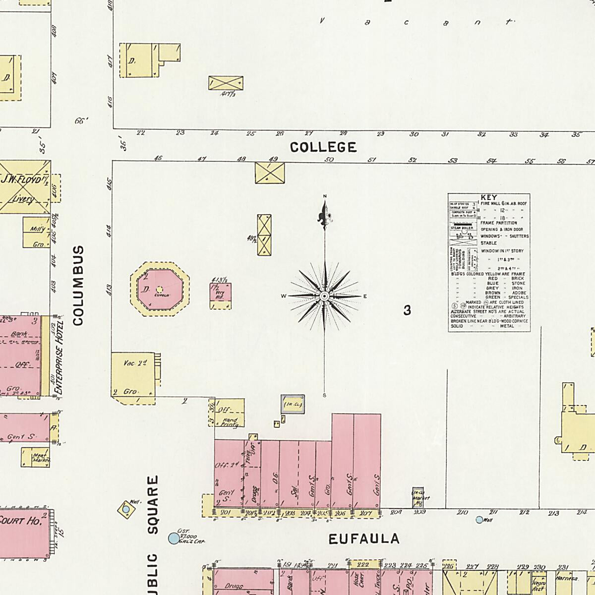 This old map of Clayton, Barbour County, Alabama was created by Sanborn Map Company in 1897