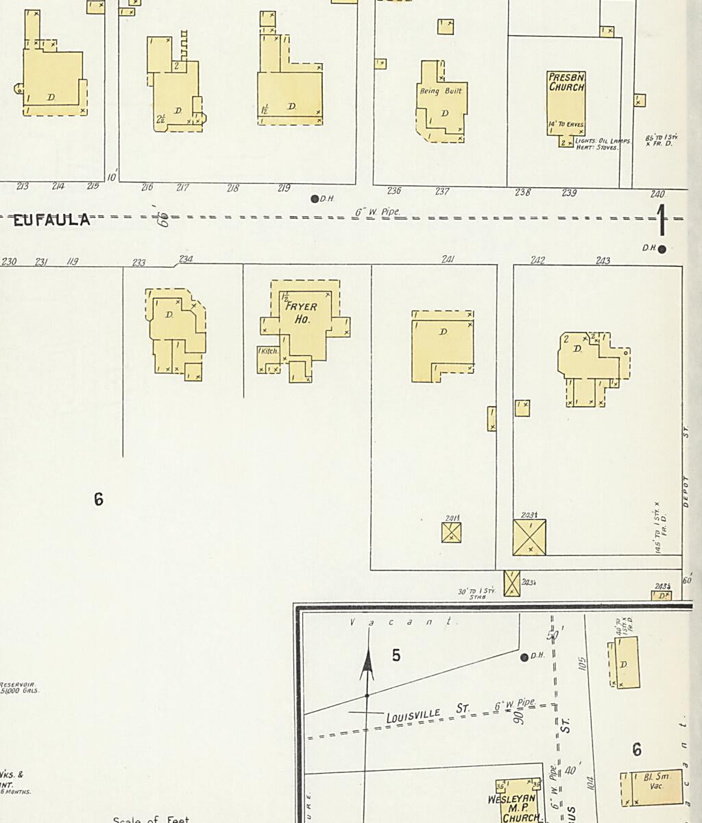 This old map of Clayton, Barbour County, Alabama was created by Sanborn Map Company in 1903