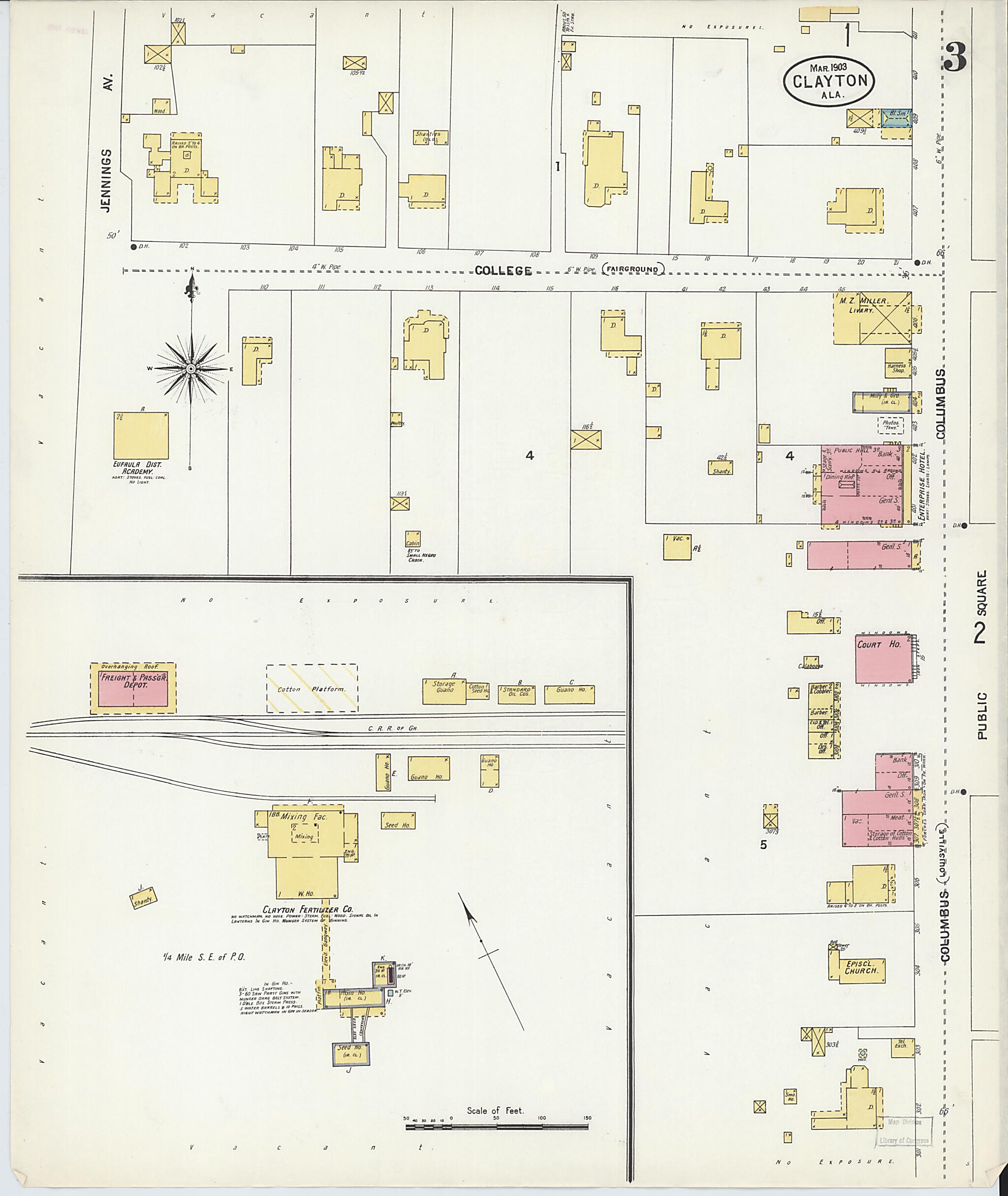 Clayton, Barbour County, Alabama 1903 (Sheet 3 of 3) by Relic Map Company