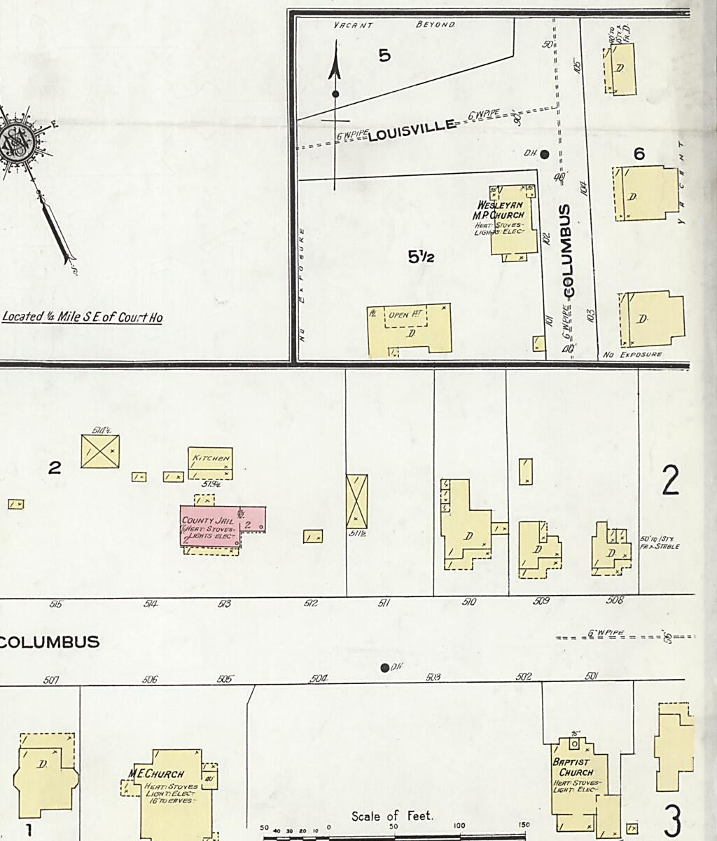 This old map of Clayton, Barbour County, Alabama was created by Sanborn Map Company in 1910