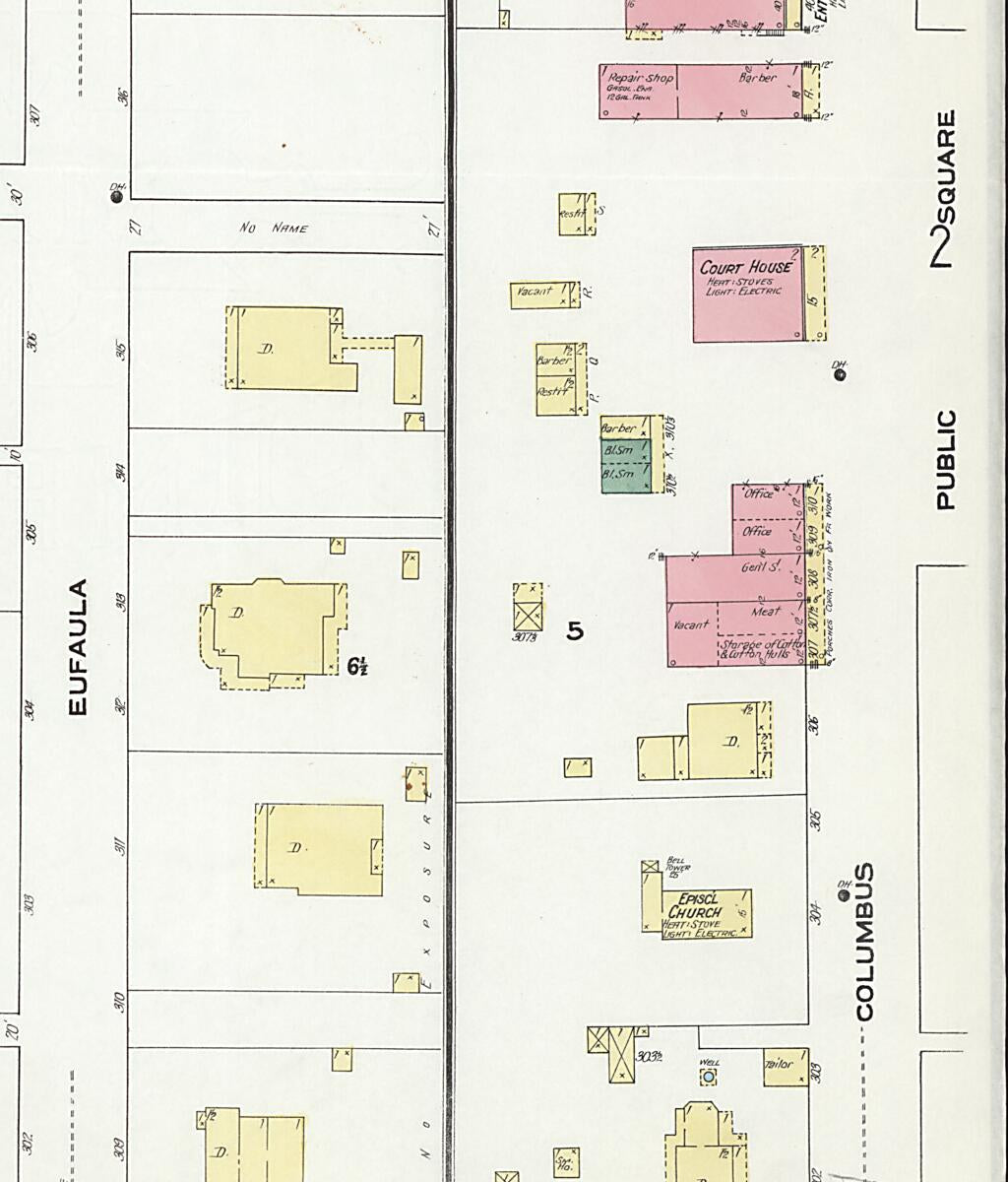 This old map of Clayton, Barbour County, Alabama was created by Sanborn Map Company in 1910