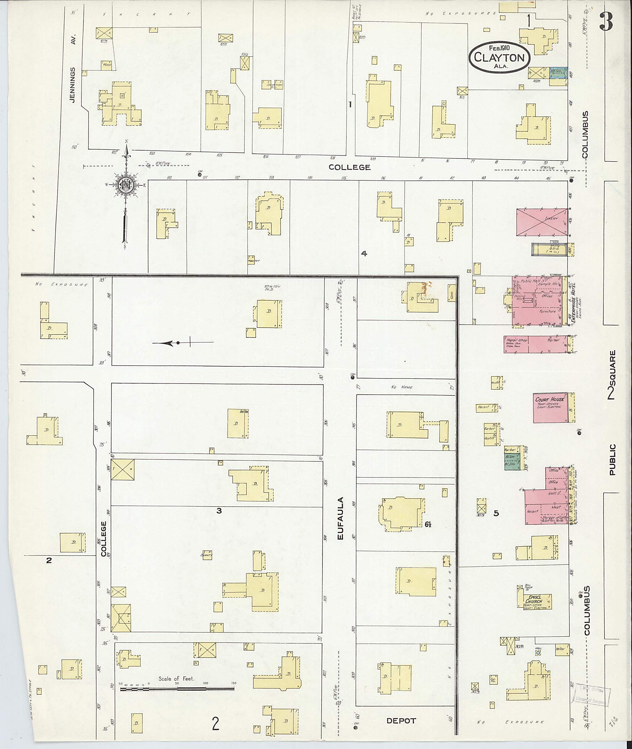 Clayton, Barbour County, Alabama 1910 (Sheet 3 of 3) by Relic Map Company