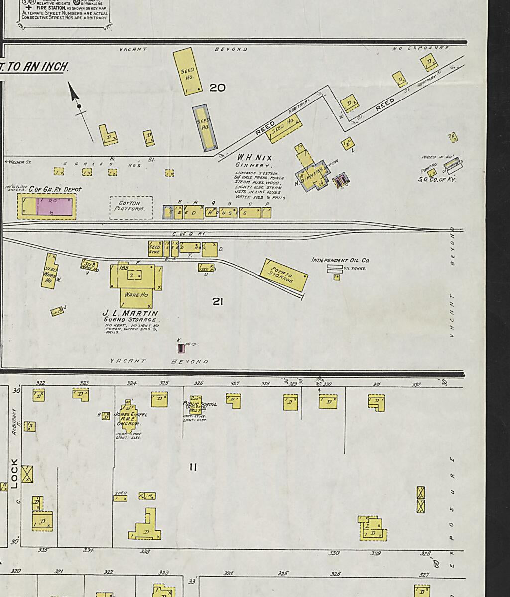 This old map of Clayton, Barbour County, Alabama was created by Sanborn Map Company in 1924