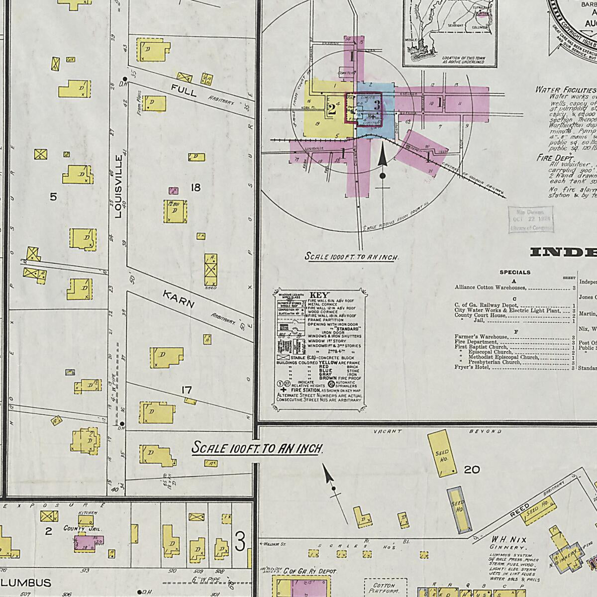 This old map of Clayton, Barbour County, Alabama was created by Sanborn Map Company in 1924