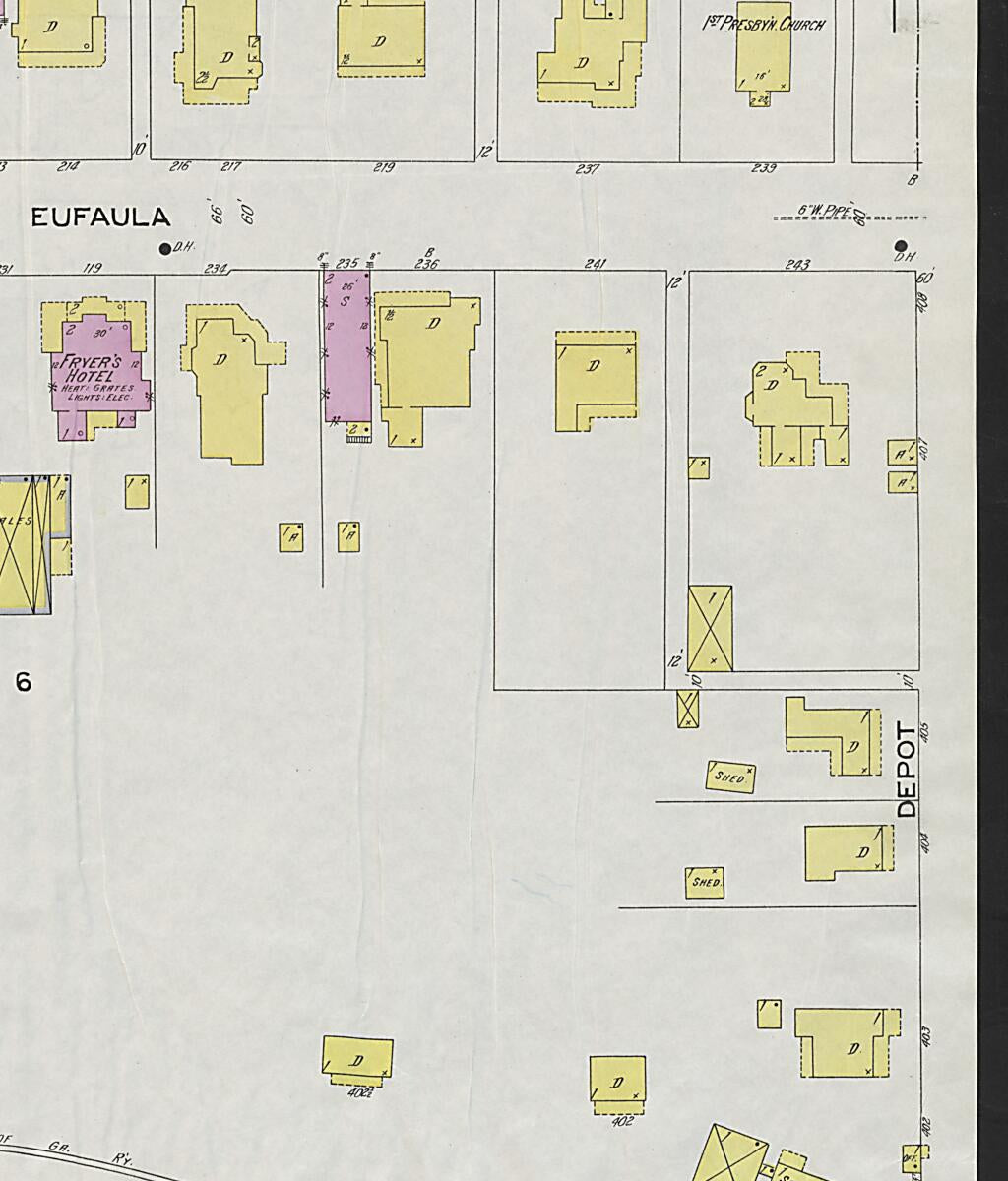 This old map of Clayton, Barbour County, Alabama was created by Sanborn Map Company in 1924