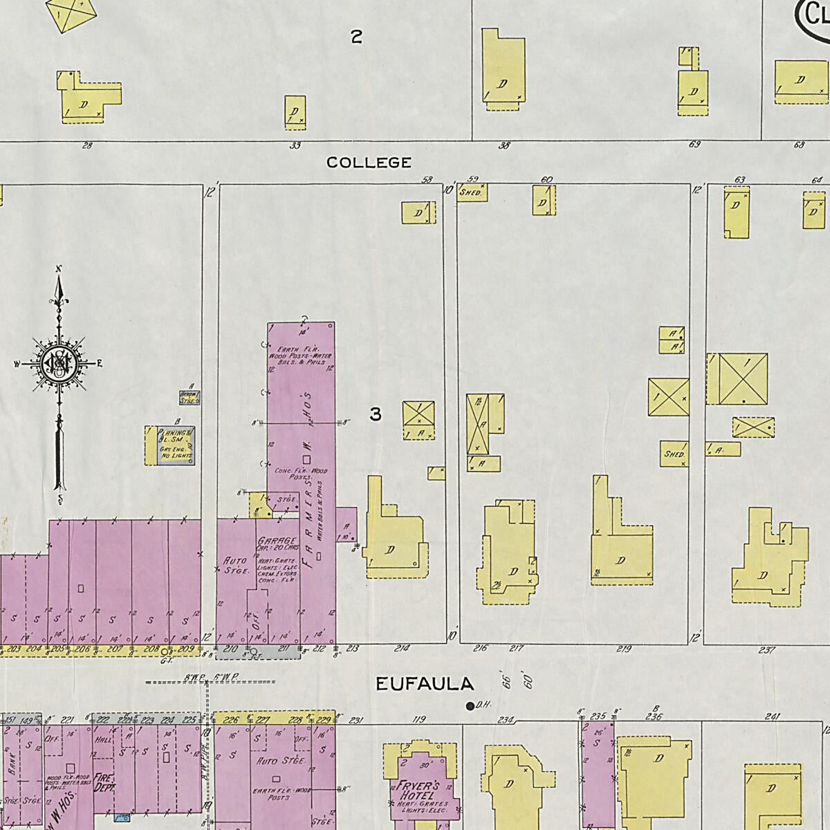 This old map of Clayton, Barbour County, Alabama was created by Sanborn Map Company in 1924