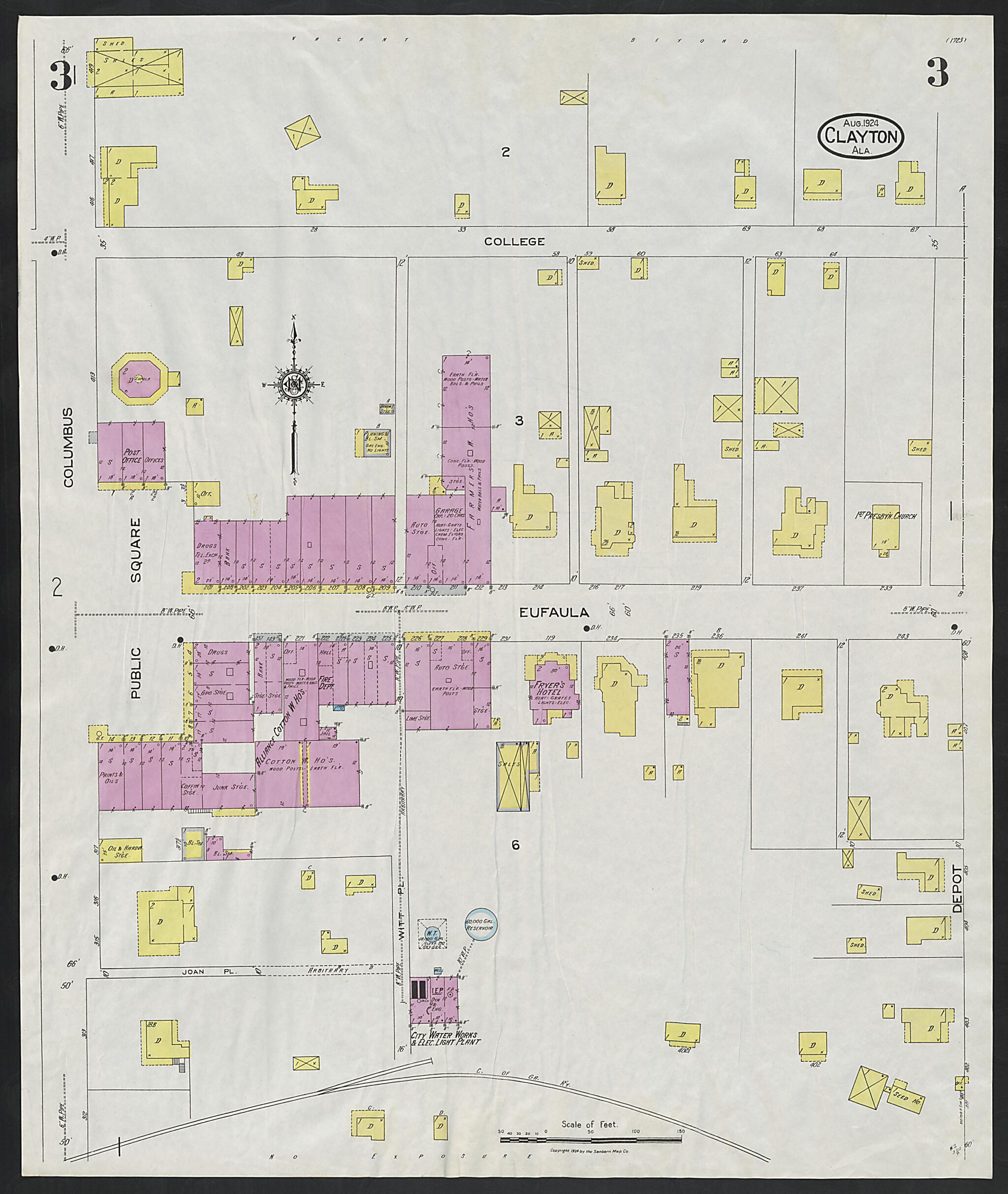 Clayton, Barbour County, Alabama 1924 (Sheet 3 of 3) by Relic Map Company