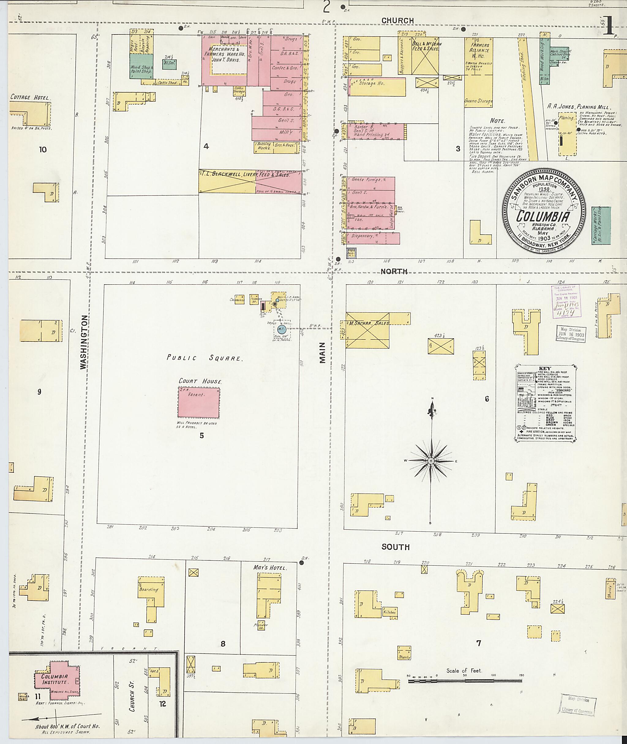 Columbia, Houston County, Alabama 1903 (Sheet 1 of 2) by Relic Map Company