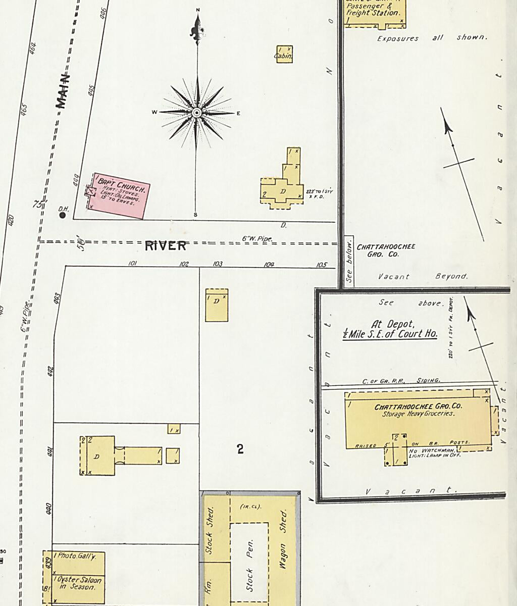 This old map of Columbia, Houston County, Alabama was created by Sanborn Map Company in 1903