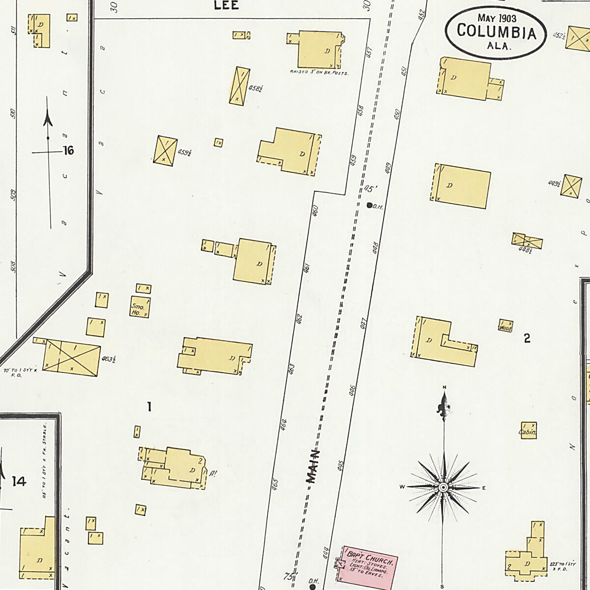 This old map of Columbia, Houston County, Alabama was created by Sanborn Map Company in 1903