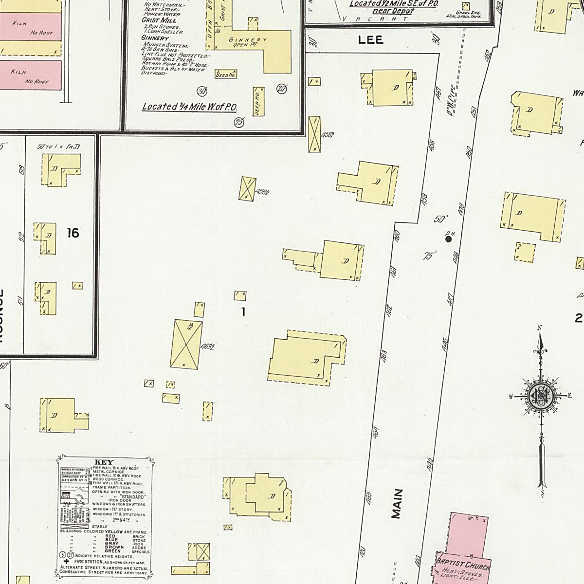This old map of Columbia, Houston County, Alabama was created by Sanborn Map Company in 1910