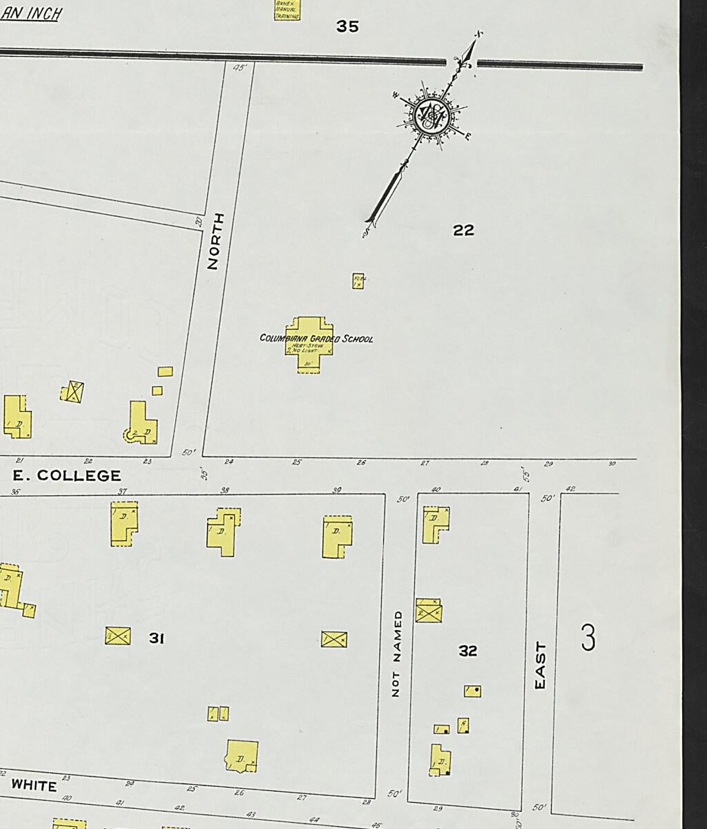 This old map of Columbiana, Shelby County, Alabama was created by Sanborn Map Company in 1923