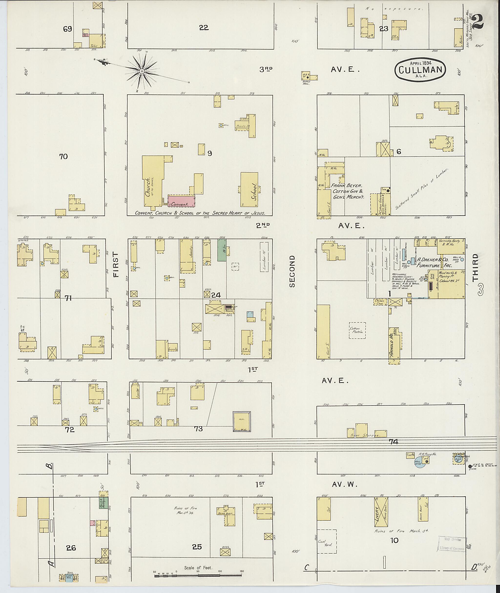 Cullman, Cullman County, Alabama 1894 (Sheet 2 of 3) by Relic Map Company