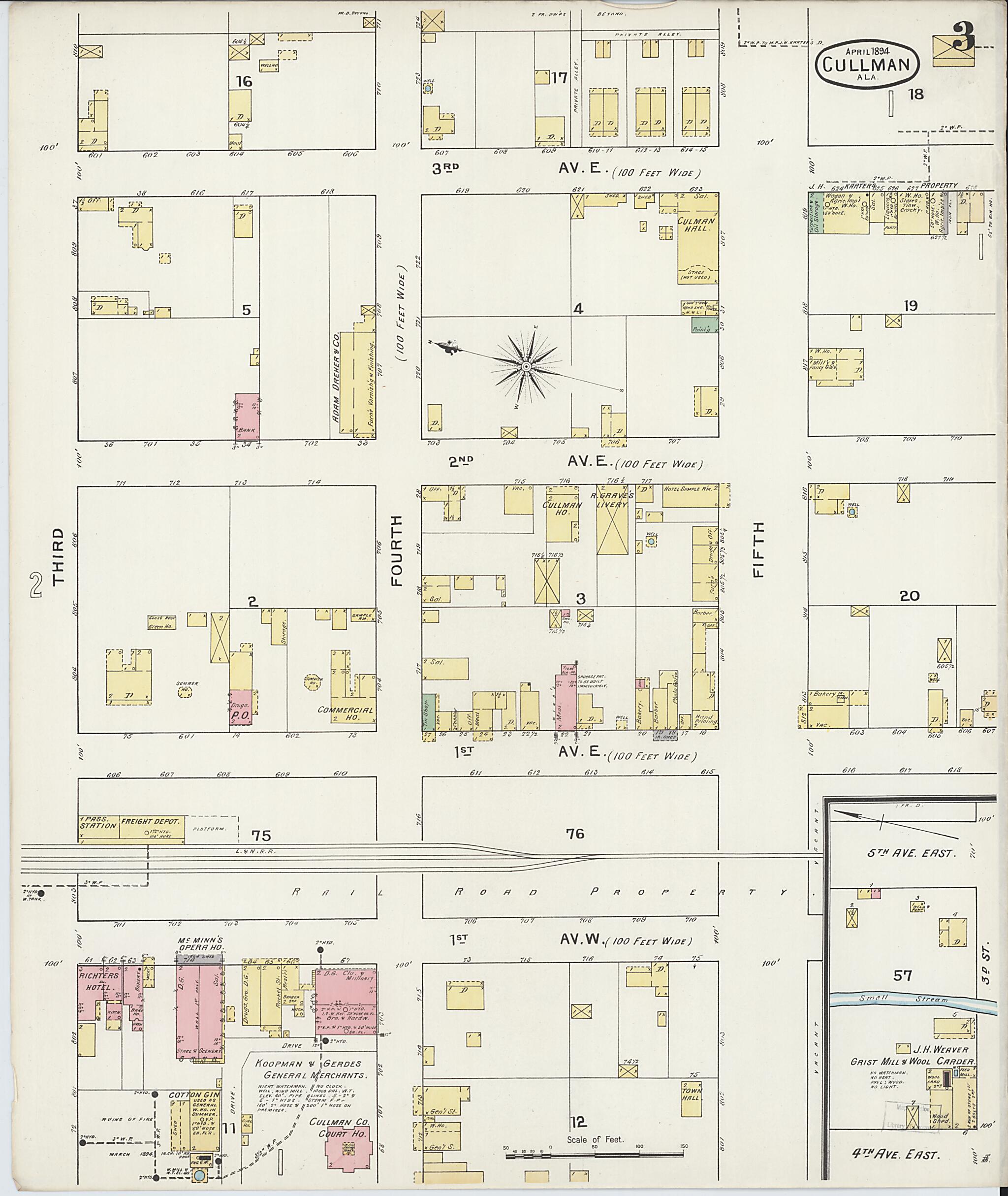 Cullman, Cullman County, Alabama 1894 (Sheet 3 of 3) by Relic Map Company