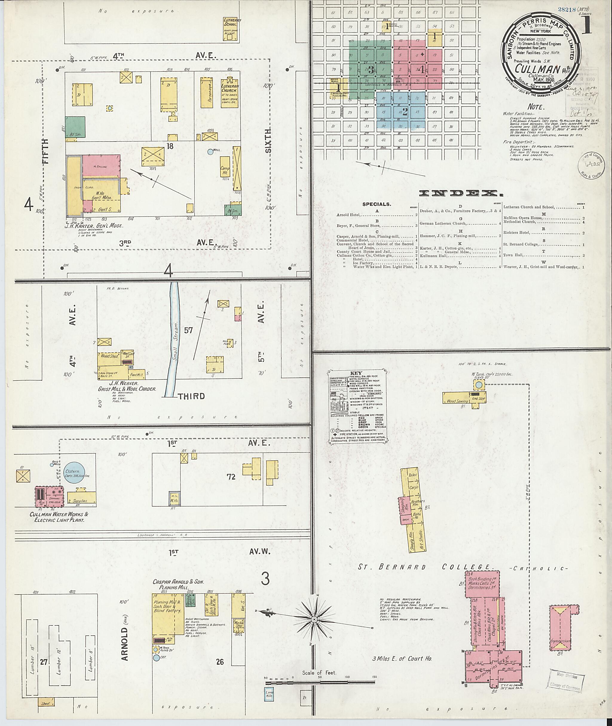 Cullman, Cullman County, Alabama 1900 (Sheet 1 of 4) by Relic Map Company