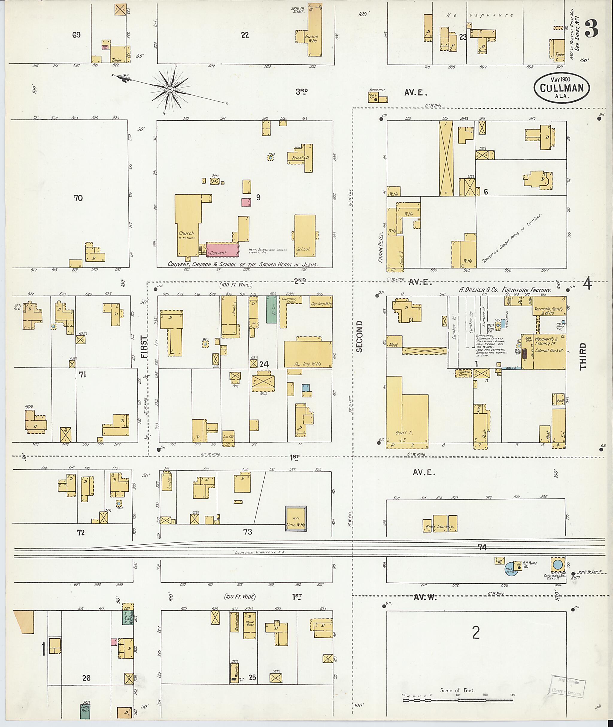 Cullman, Cullman County, Alabama 1900 (Sheet 3 of 4) by Relic Map Company