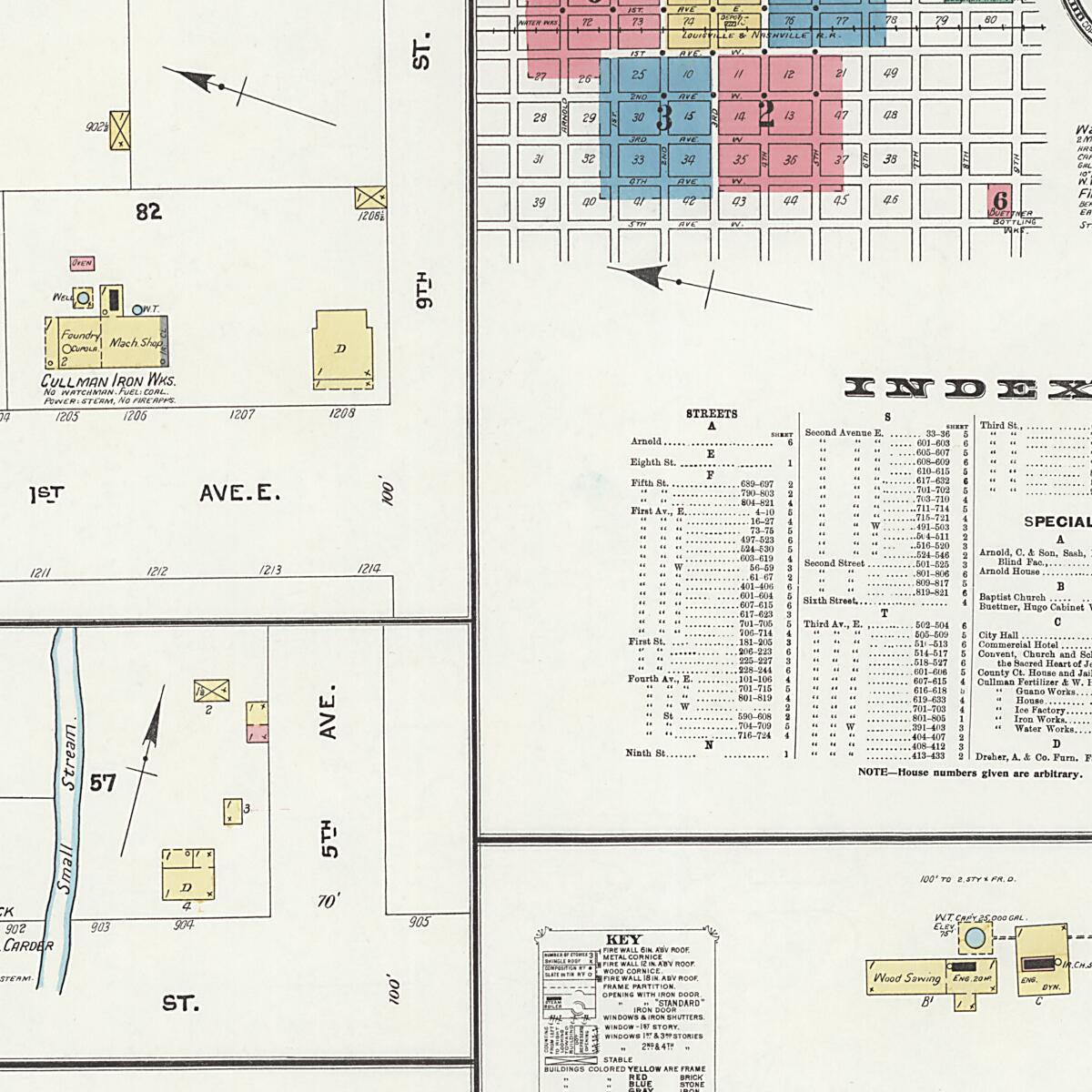 This old map of Cullman, Cullman County, Alabama was created by Sanborn Map Company in 1905